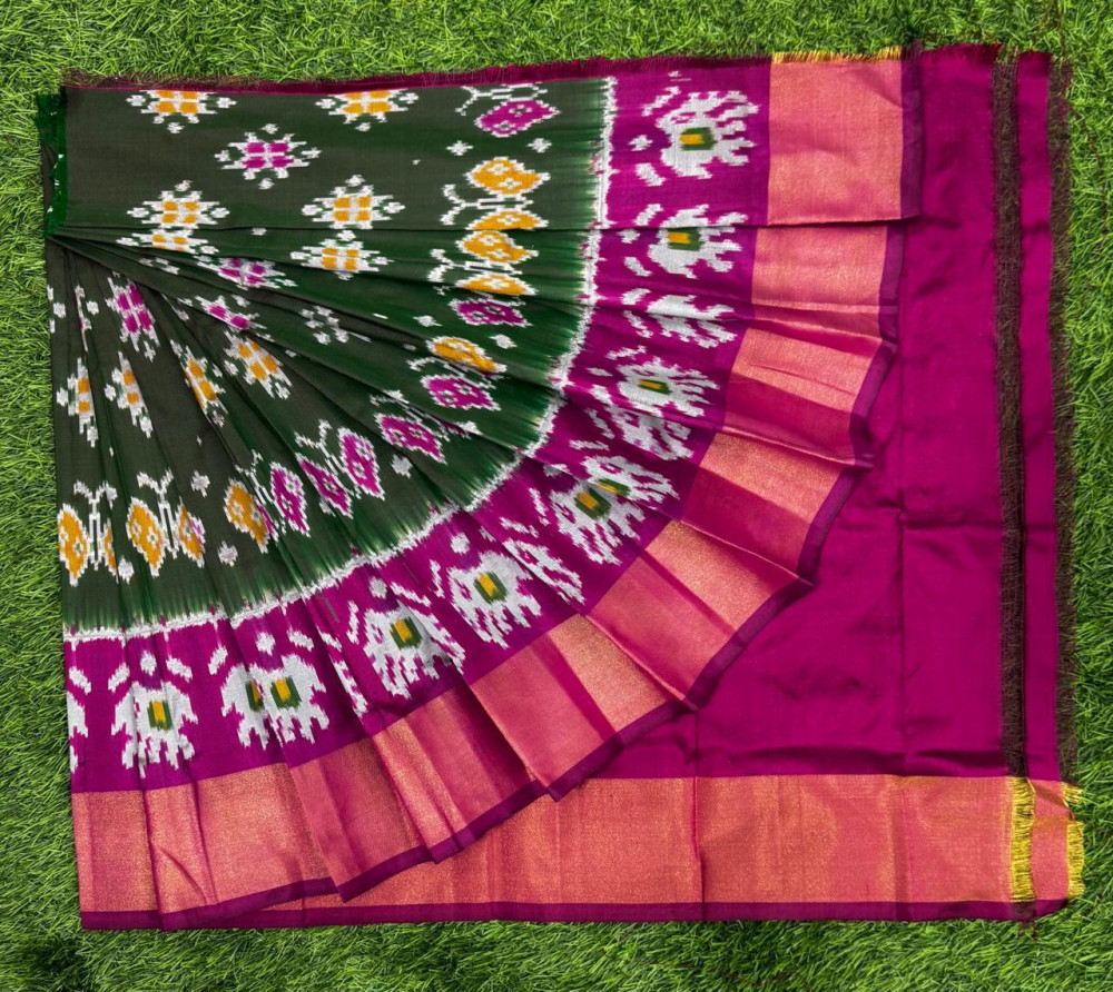 Image of Ikkat Pure Silk Zero Size Lehenga