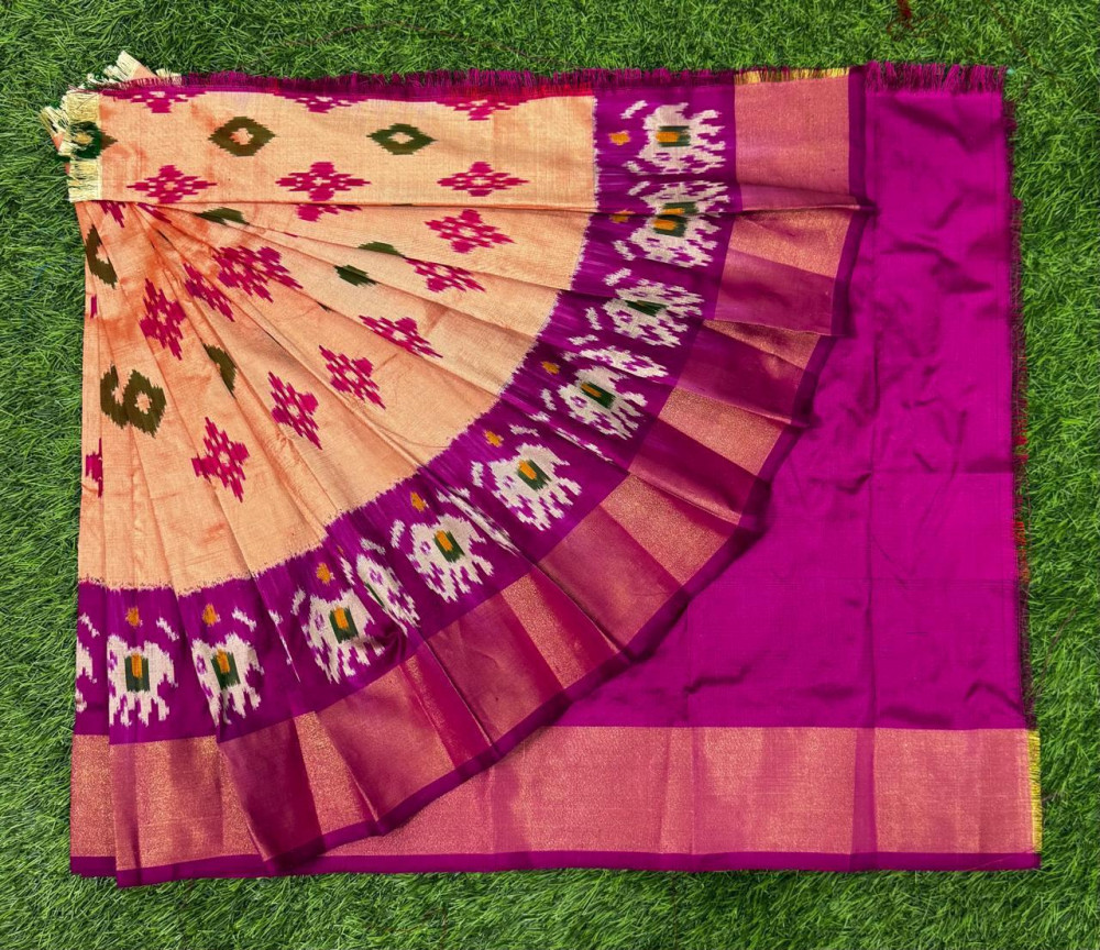 Image of Ikkat Pure Silk Zero Size Lehenga