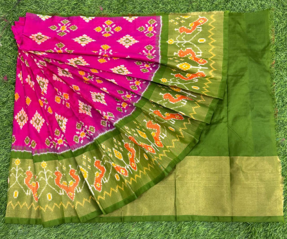 Image of Ikkat Pure Silk Zero Size Lehenga