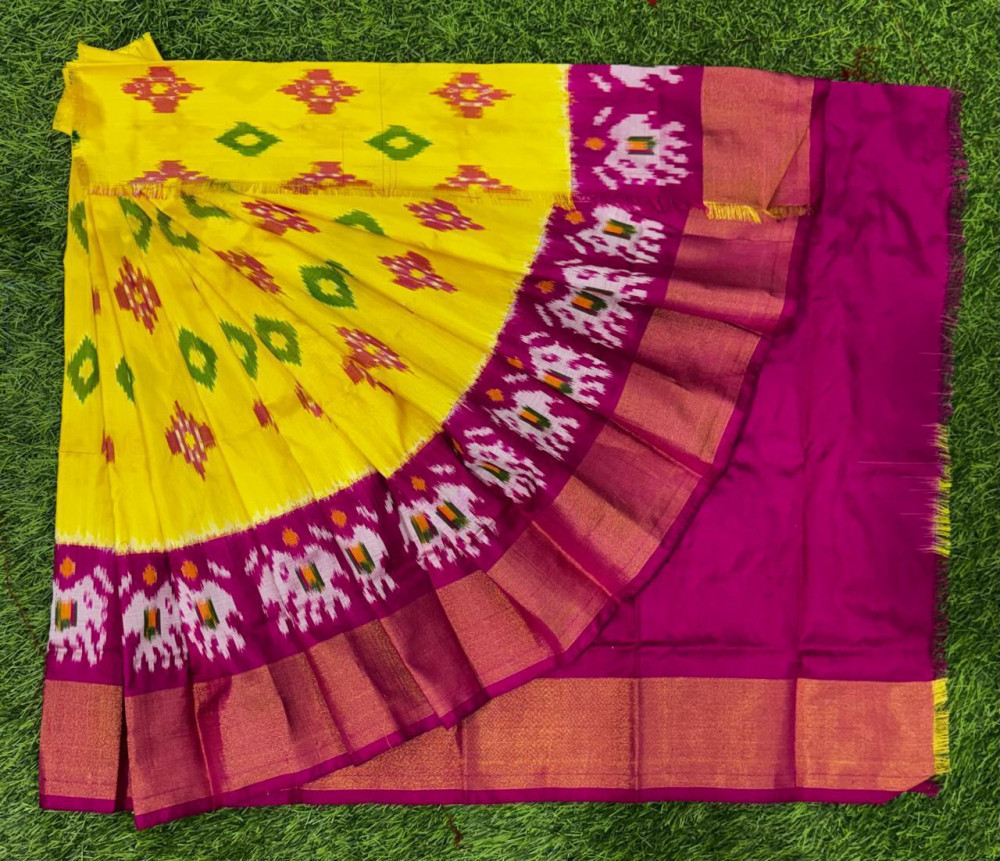 Image of Ikkat Pure Silk Zero Size Lehenga