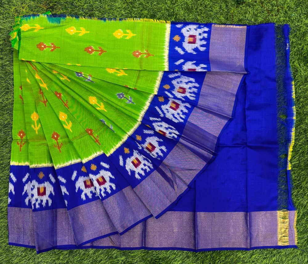 Image of Ikkat Pure Silk Zero Size Lehenga