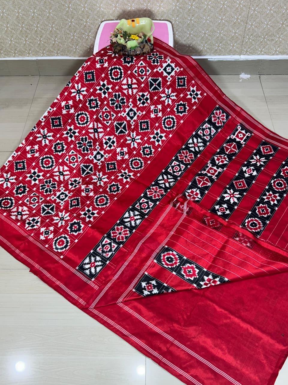 Double Ikkat Teliarumal Pure Silk Saree
