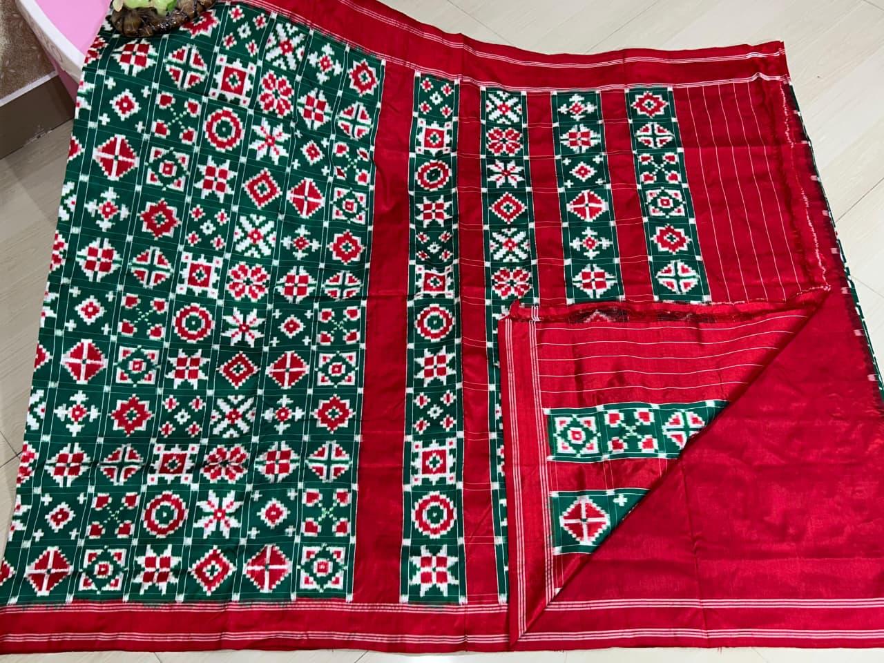 Double Ikkat Teliarumal Pure Silk Saree