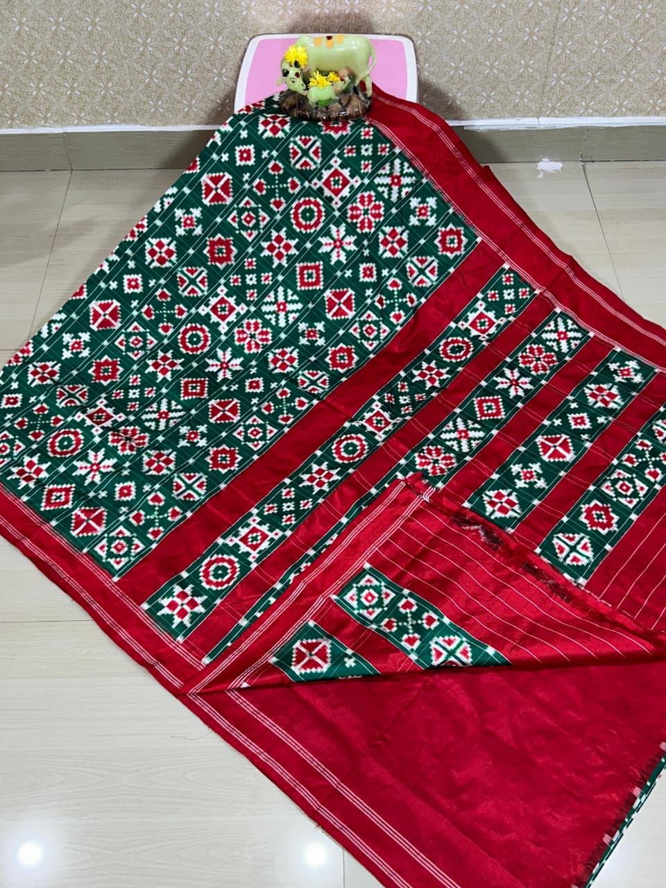 Double Ikkat Teliarumal Pure Silk Saree