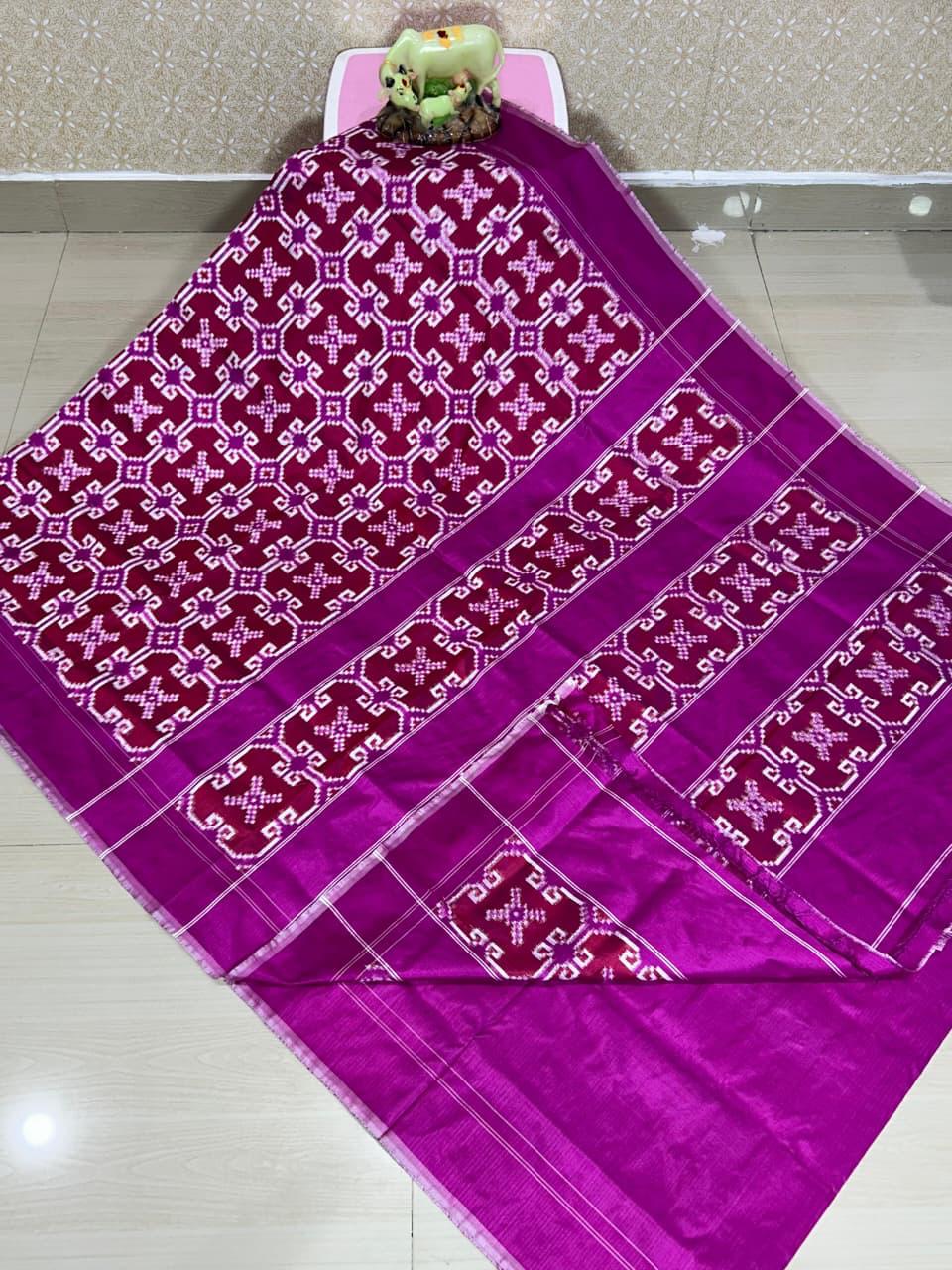 Double Ikkat Teliarumal Pure Silk Saree