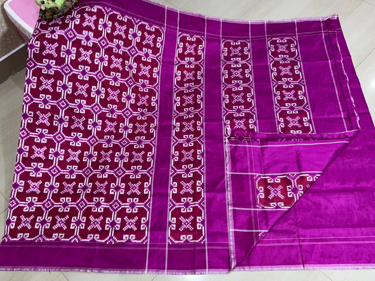 Double Ikkat Teliarumal Pure Silk Saree