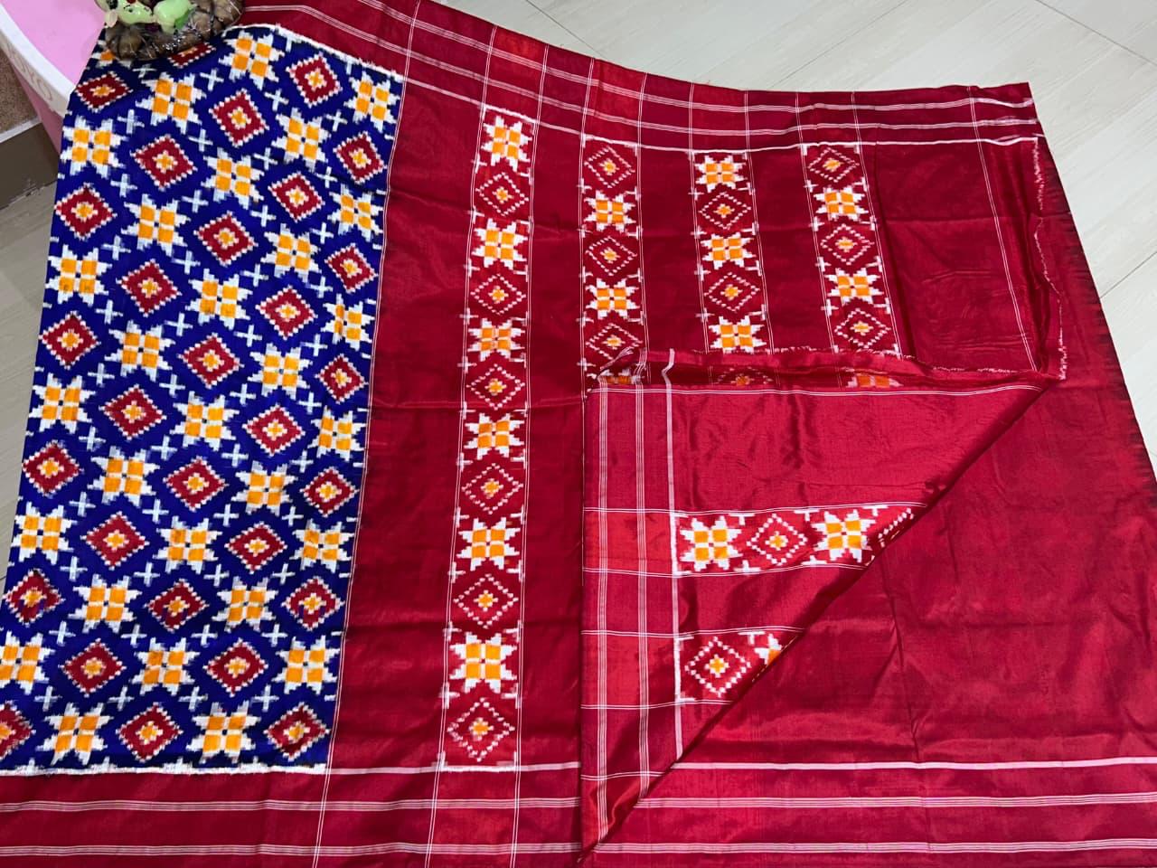 Double Ikkat Teliarumal Pure Silk Saree