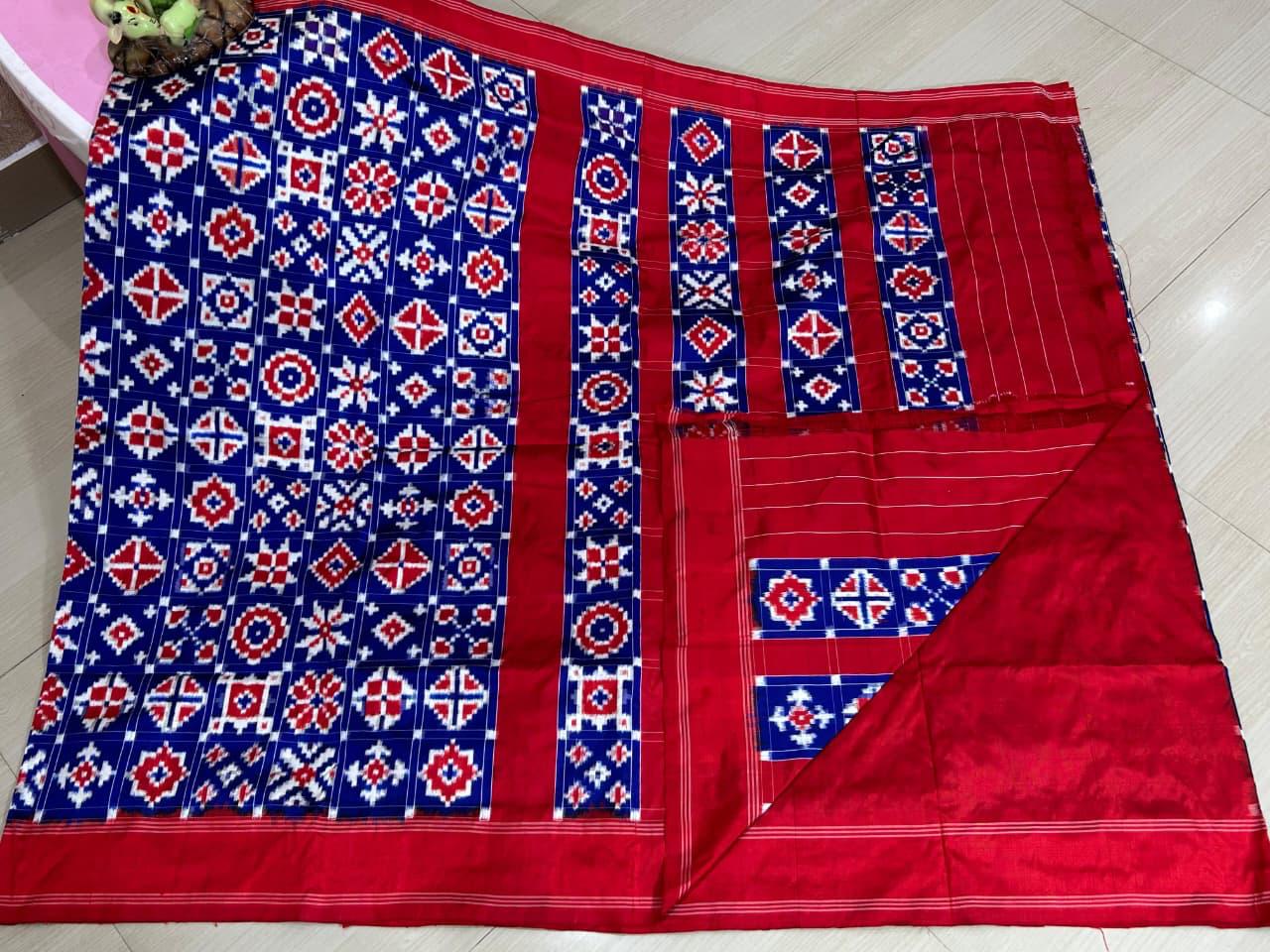 Double Ikkat Teliarumal Pure Silk Saree