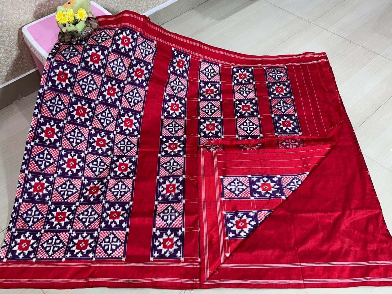 Double Ikkat Teliarumal Pure Silk Saree