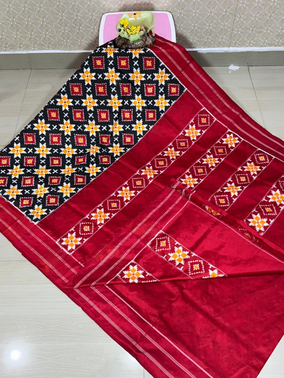 Double Ikkat Teliarumal Pure Silk Saree