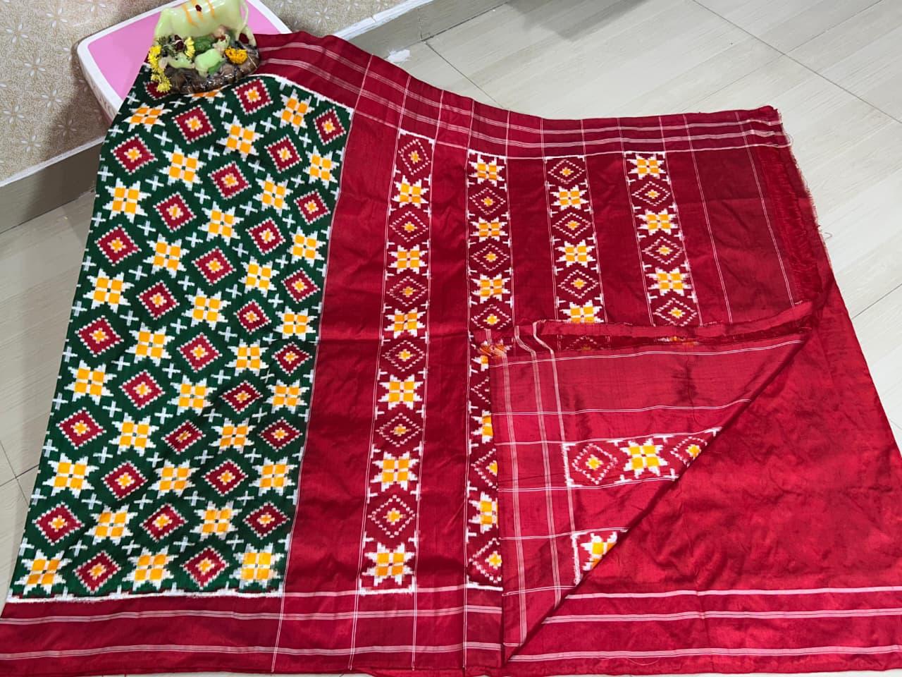 Double Ikkat Teliarumal Pure Silk Saree