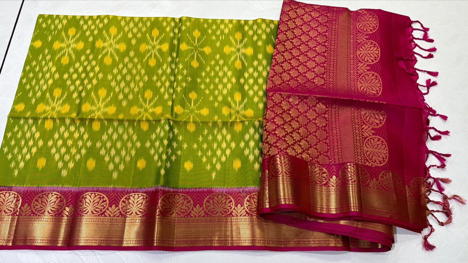 Ikkat Kanchi Border Pure Silk Saree