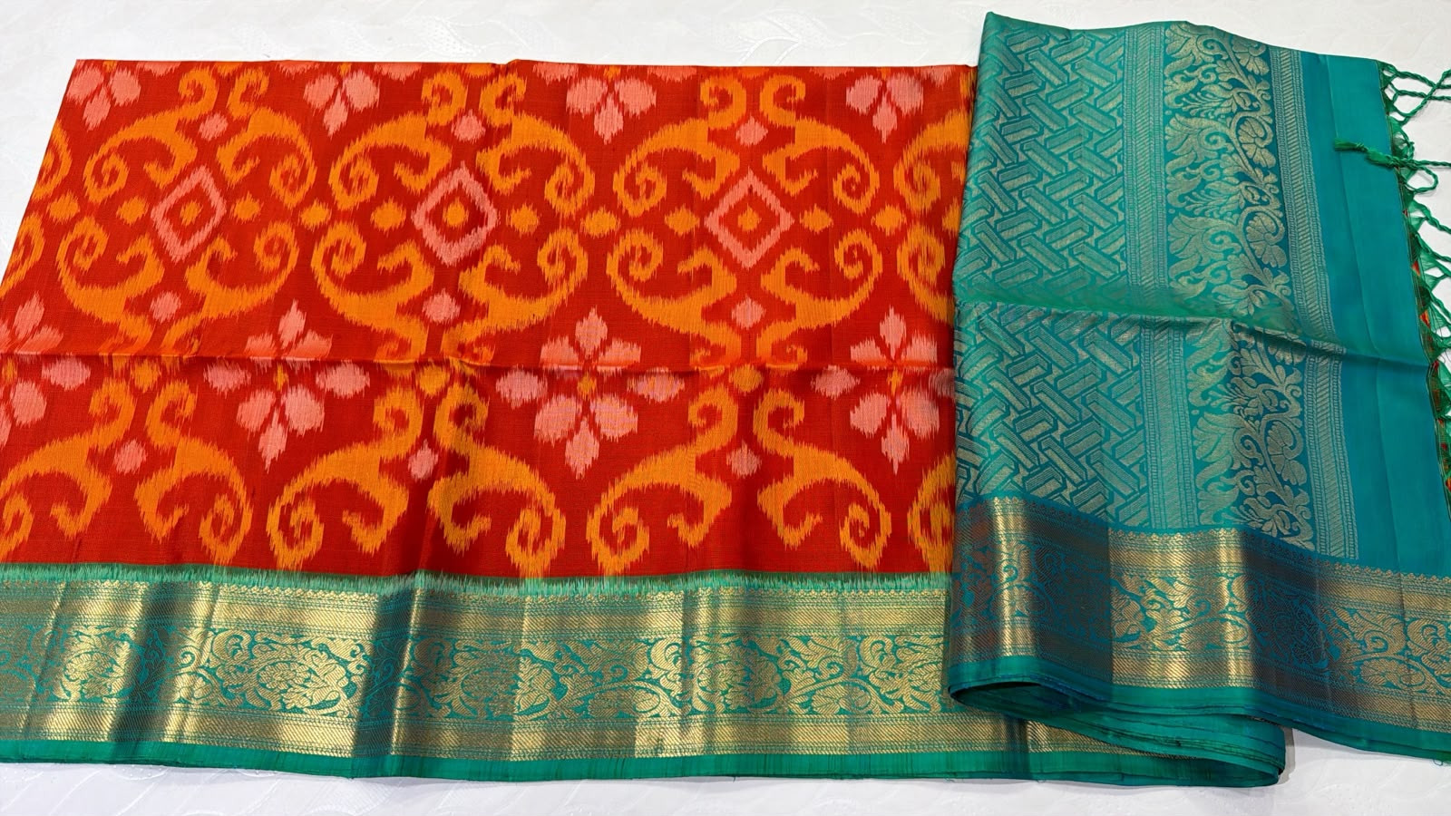 Ikkat Kanchi Border Pure Silk Saree