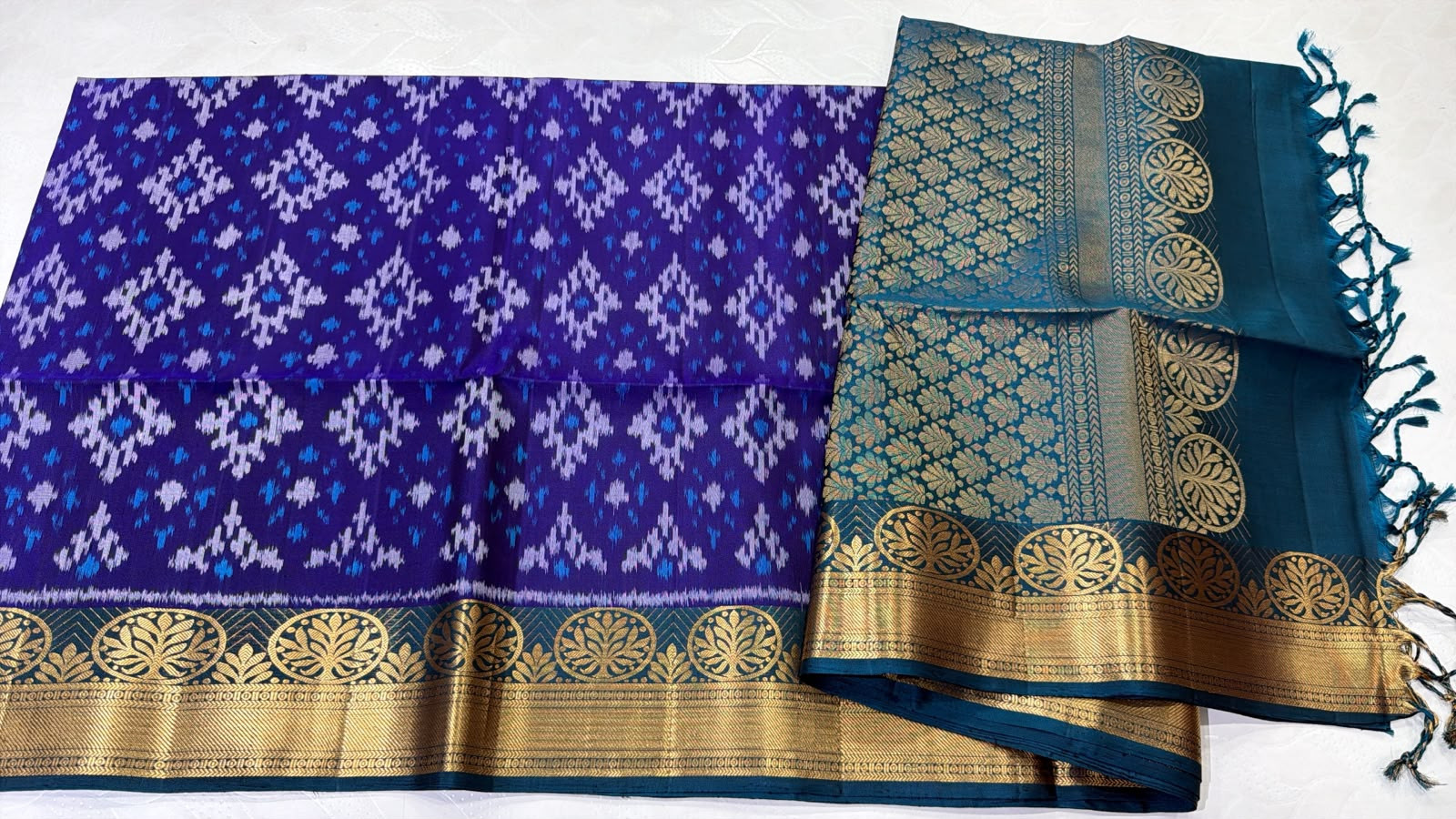 Ikkat Kanchi Border Pure Silk Saree