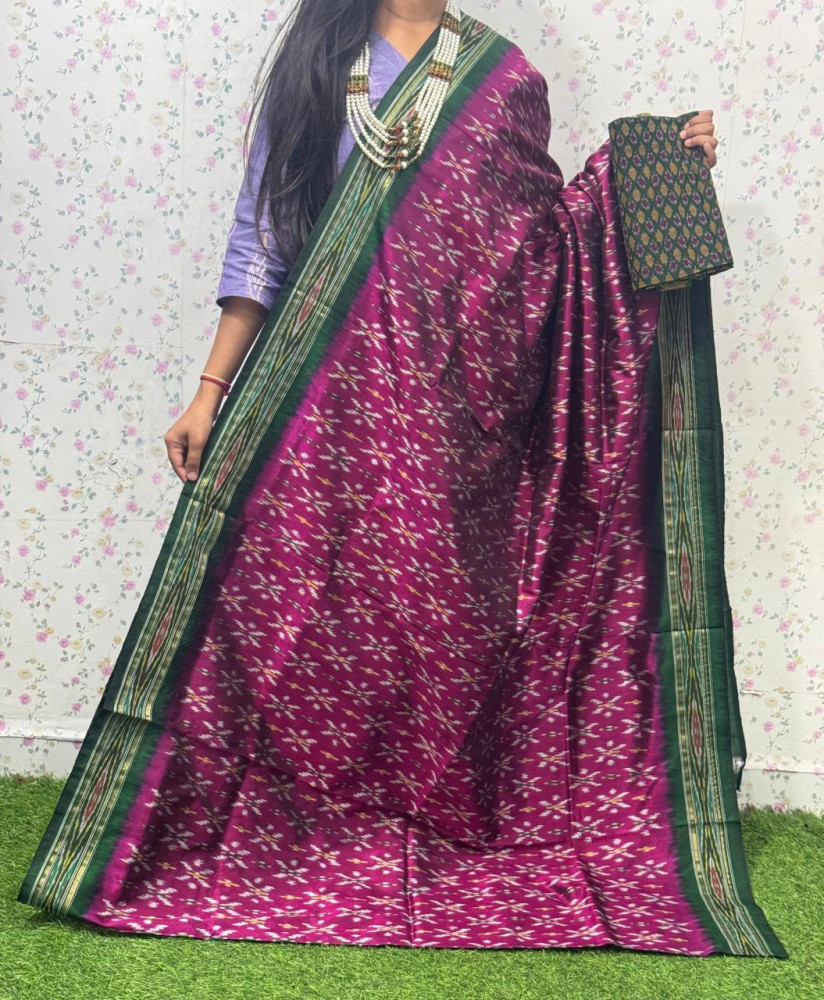 Image of Traditional Ikkat Pure Silk Saree