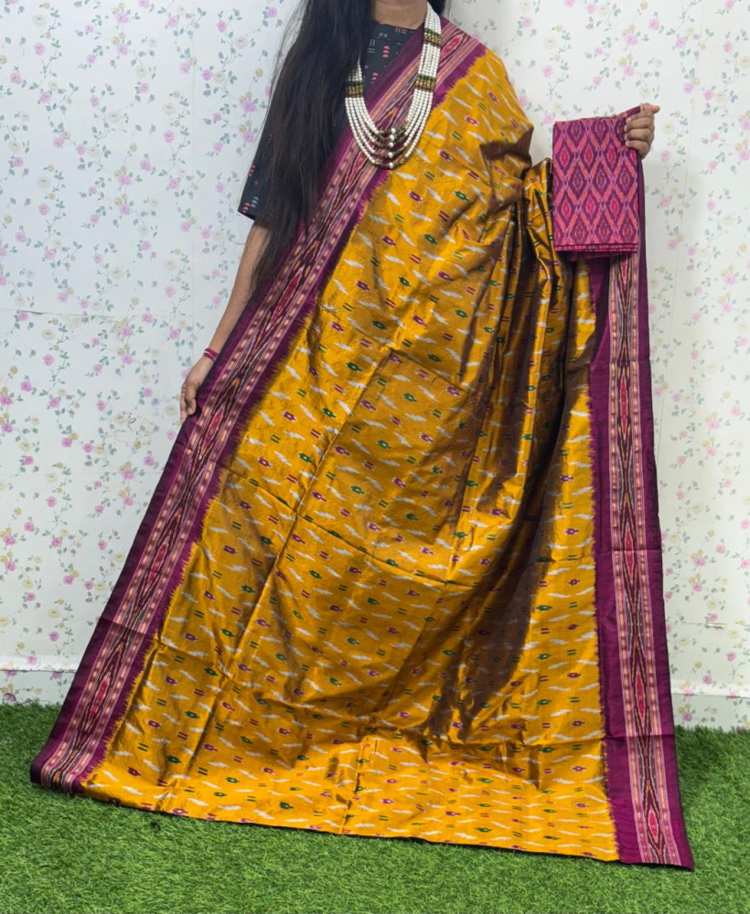 Image of Traditional Ikkat Pure Silk Saree