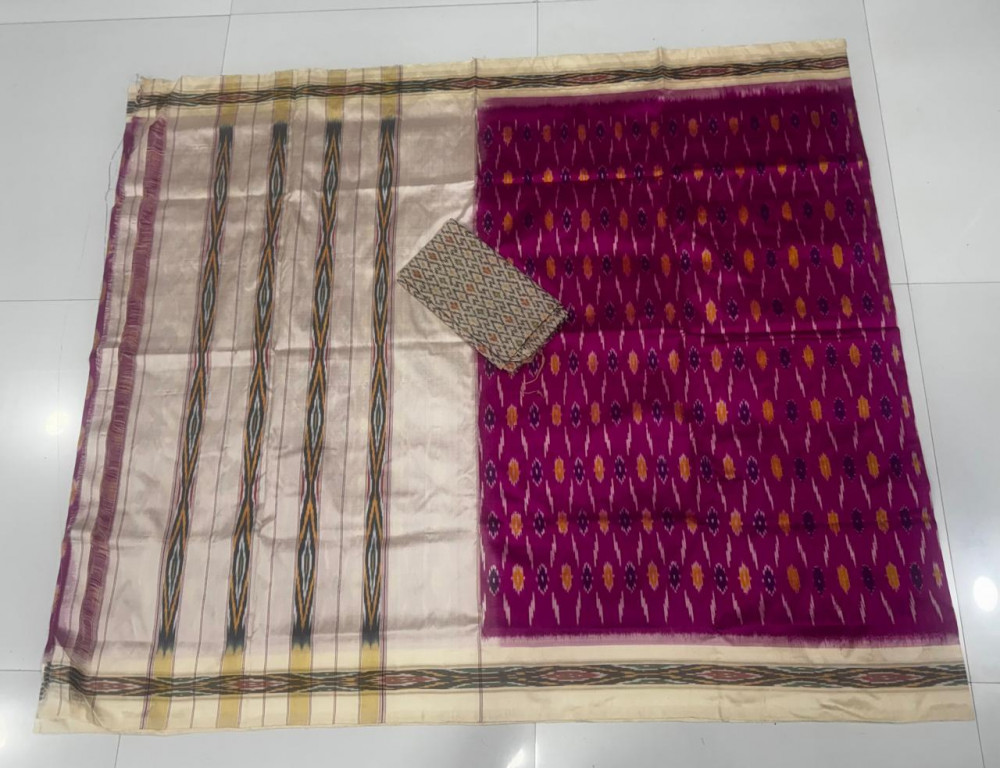 Image of Traditional Ikkat Pure Silk Saree