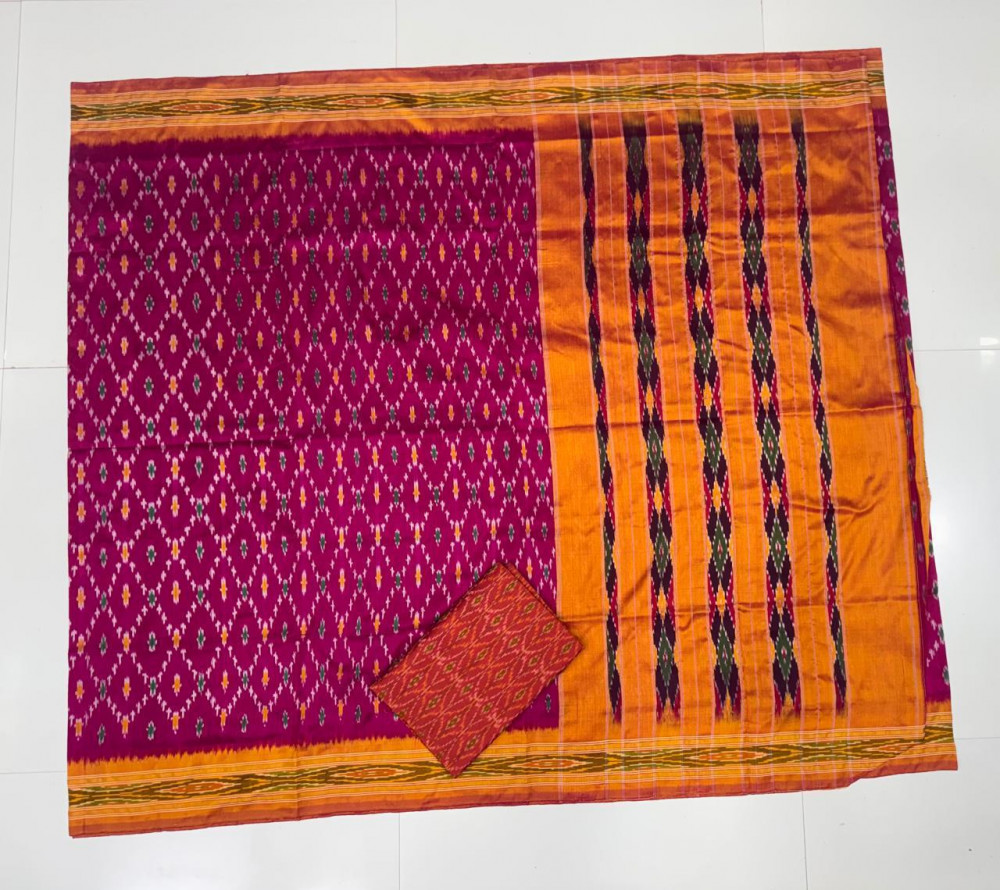 Image of Traditional Ikkat Pure Silk Saree