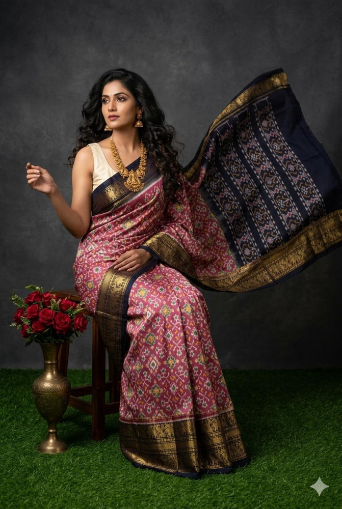 Image of Pochampally Ikkat Pure Silk Saree