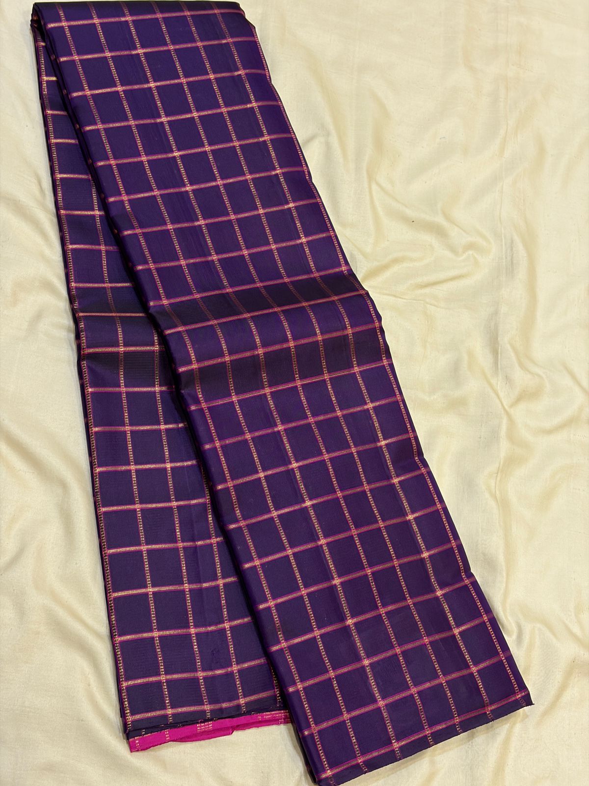 Kanchipuram Pure Silk Checks Saree