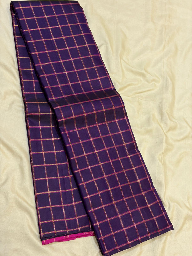 Image of Kanchipuram Pure Silk Checks Saree