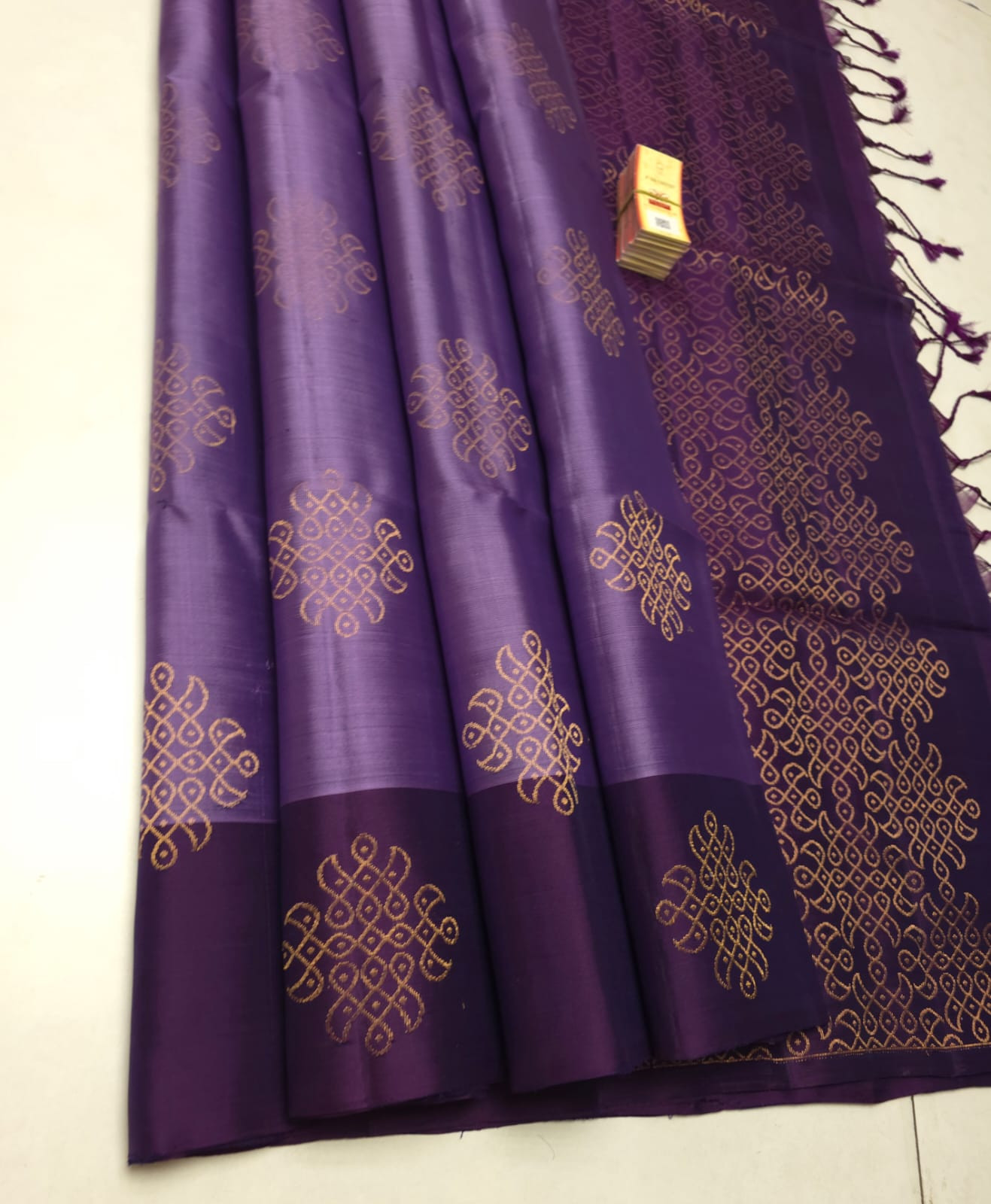 Pure Handloom Double warp soft silk Muggu Design sarees