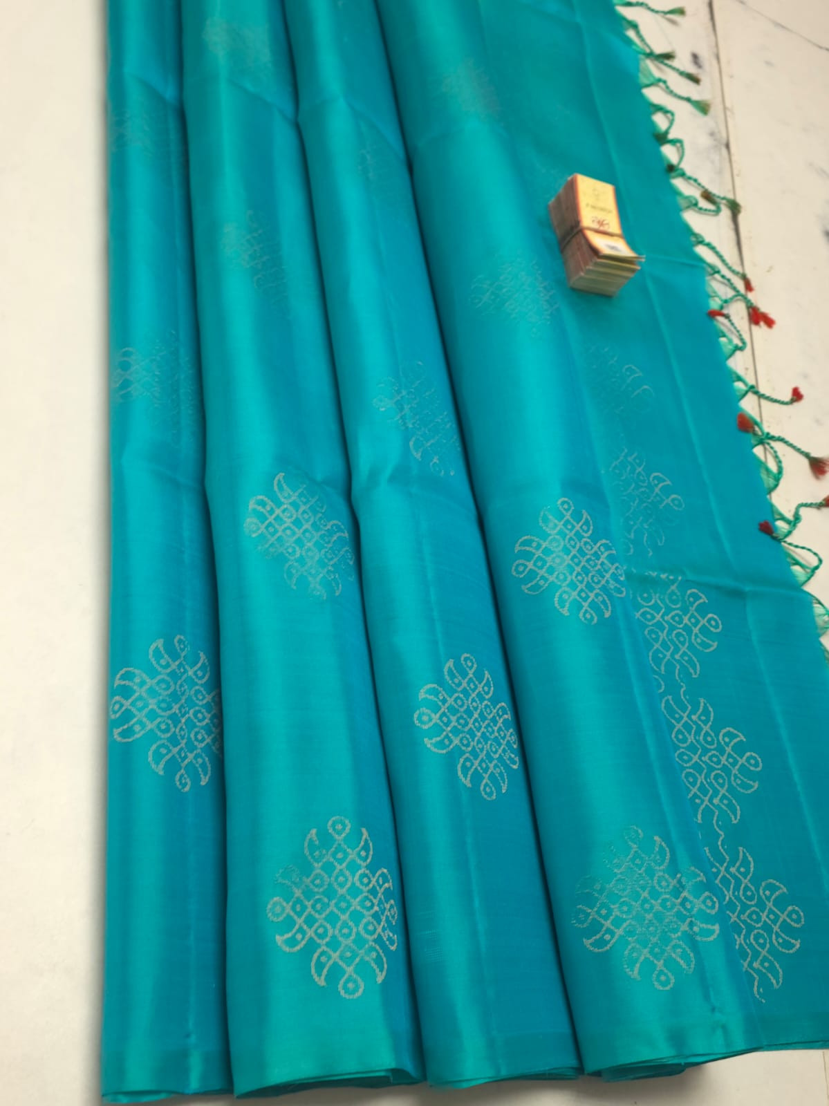 Pure Handloom Double warp soft silk Muggu Design sarees