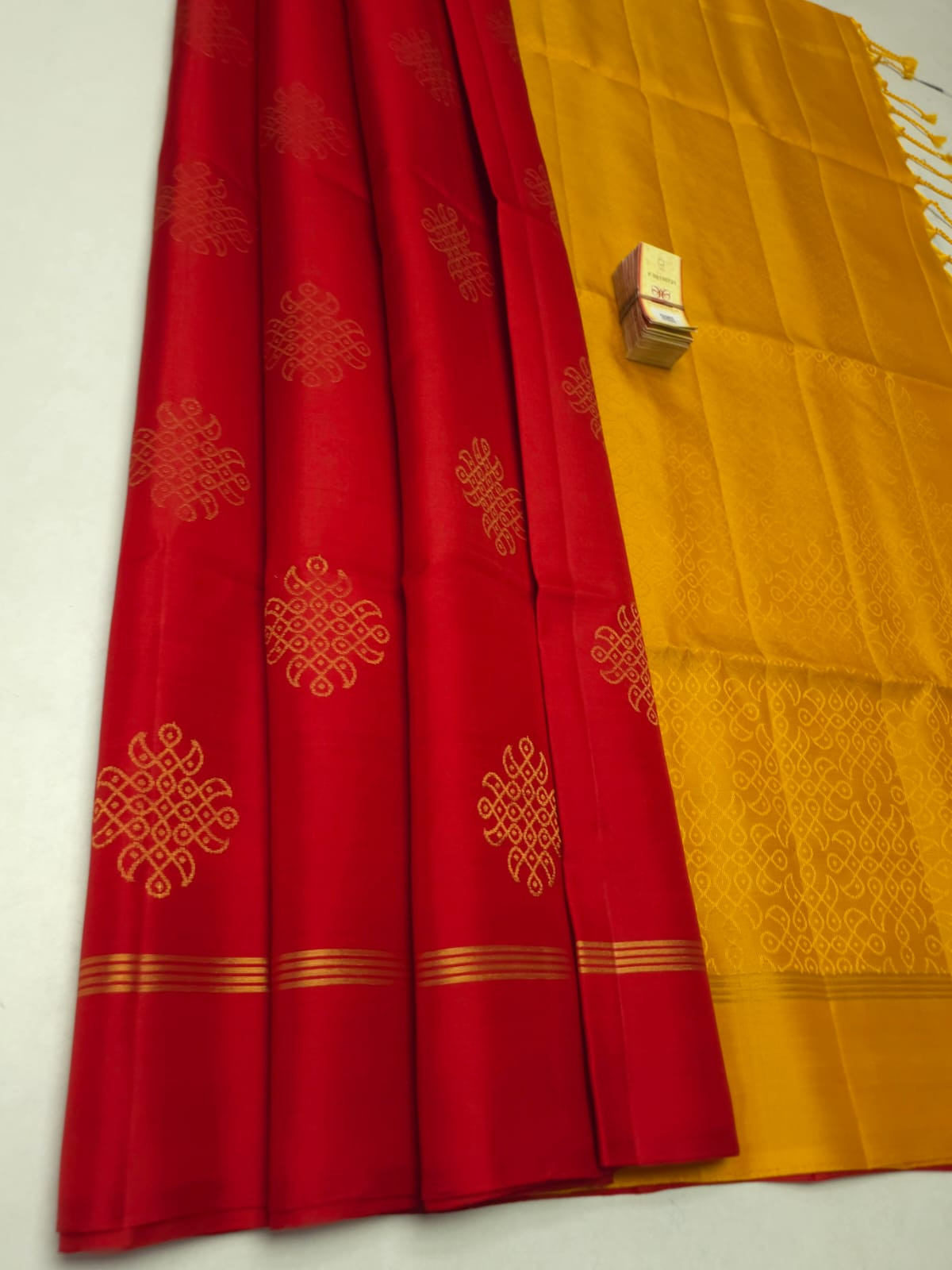 Pure Handloom Double warp soft silk Muggu Design sarees