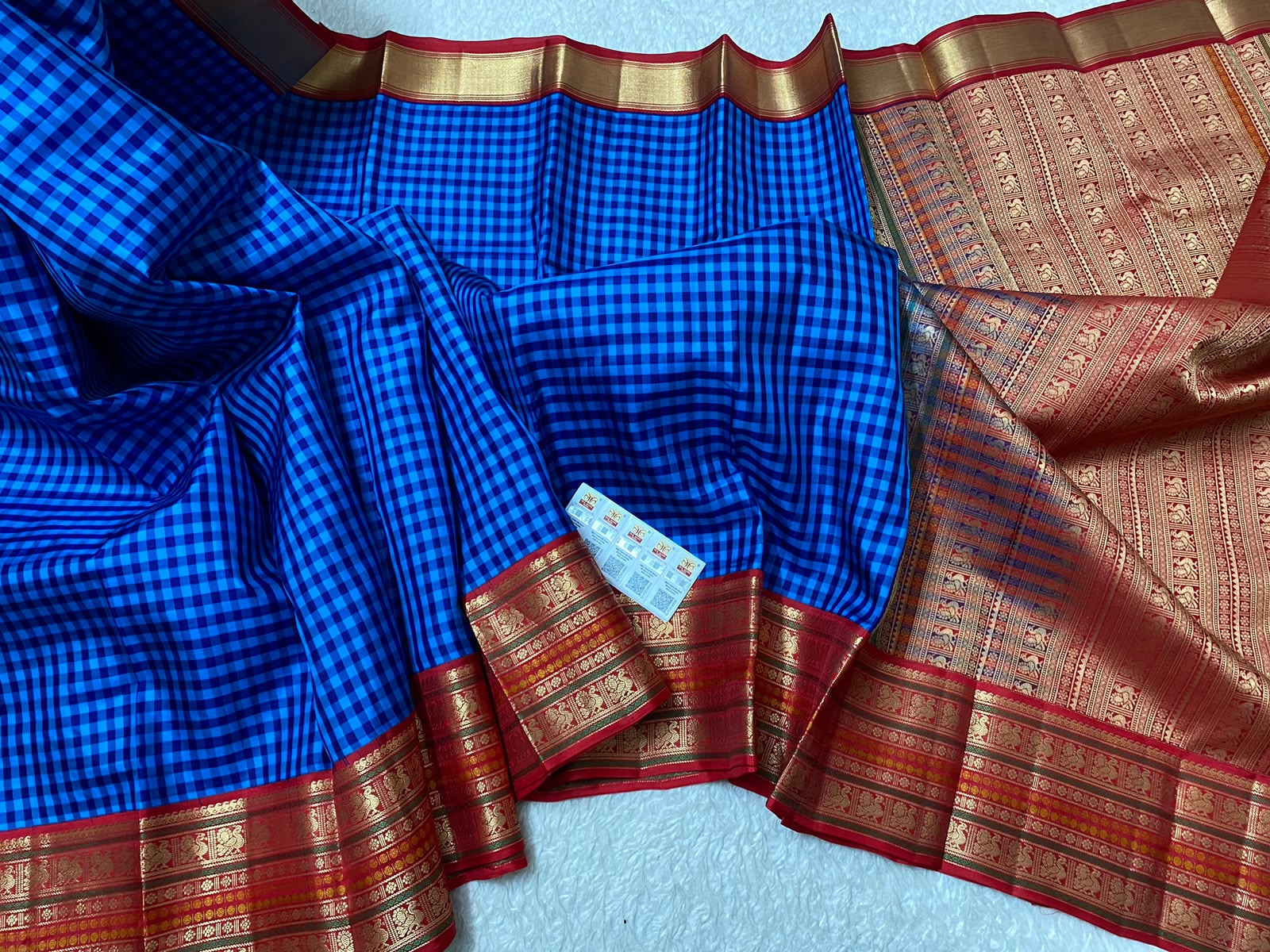 Kanchipuram Checks Pure Silk Saree