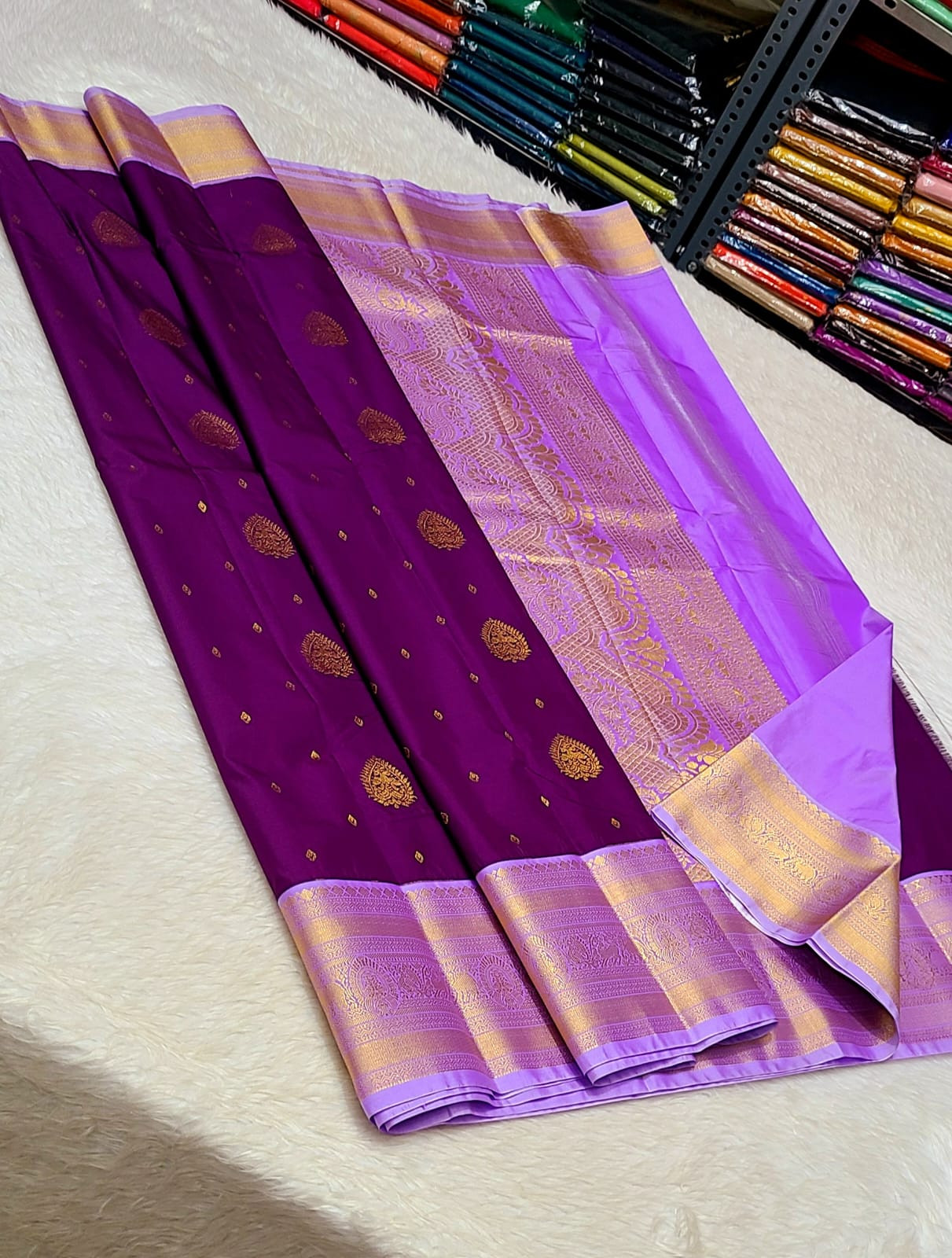 Beautiful Kanchipuram Premium Quality Pure Mix Vaira Oosi Silk Saree
