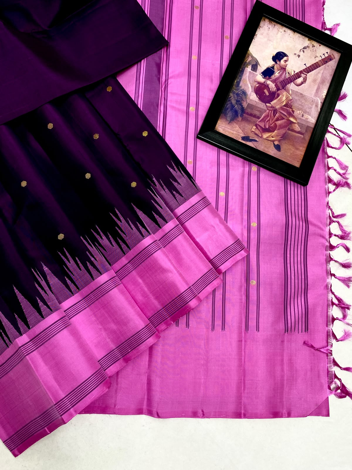 Kanchipuram Pure Silk Temple Korvai Border Saree