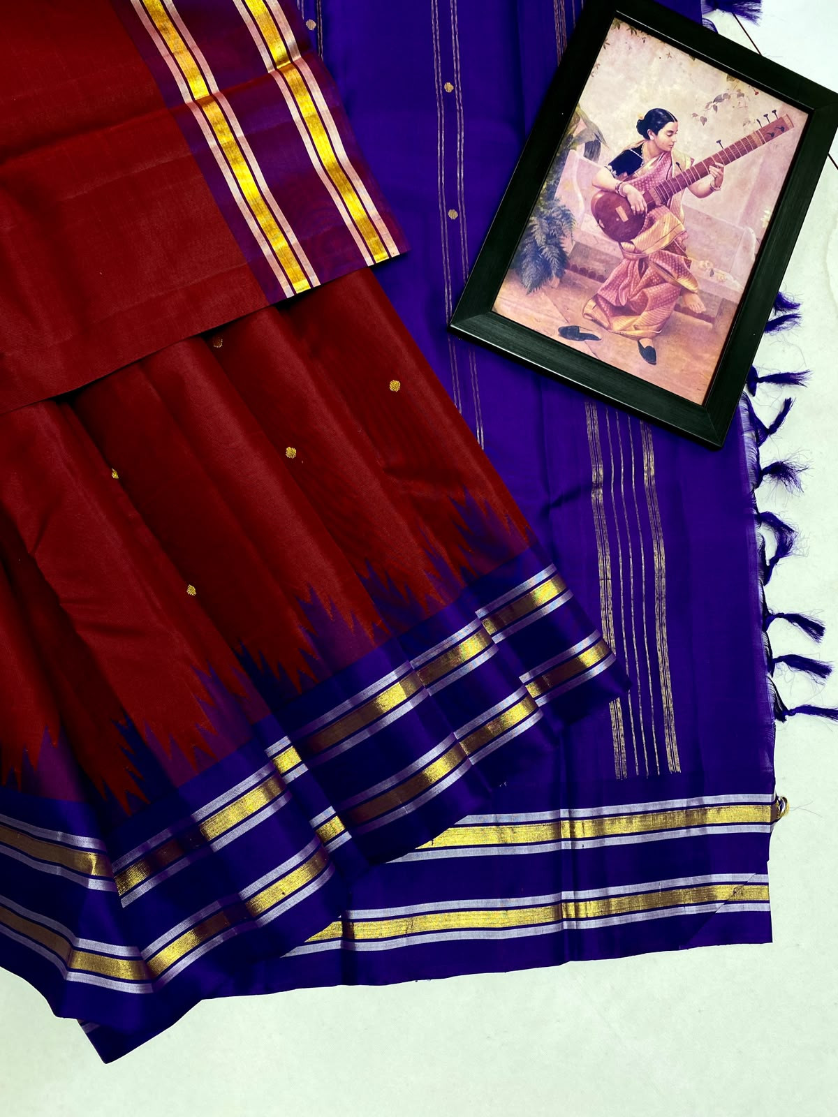 Kanchipuram Pure Silk Temple Border Saree