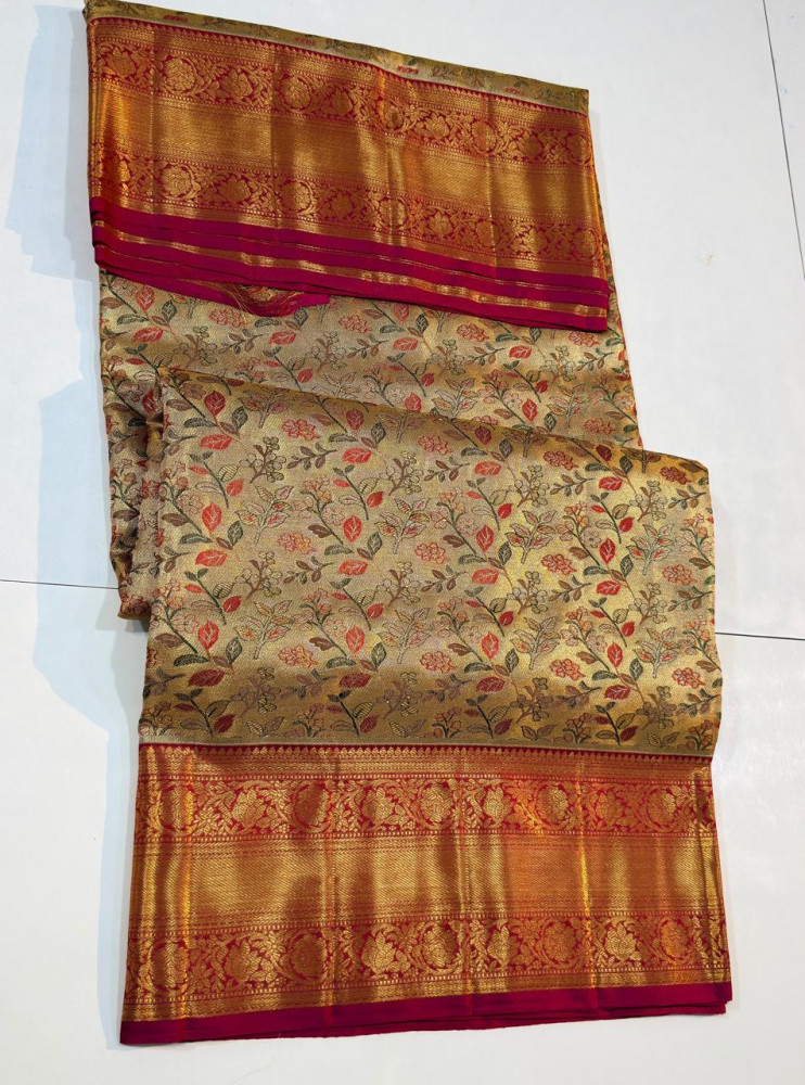 Image of Kanchipuram Pure Tissue Silk Saree