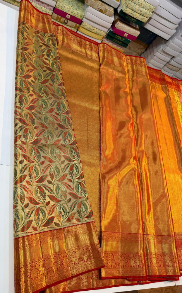 Image of Kanchipuram Pure Tissue Silk Saree