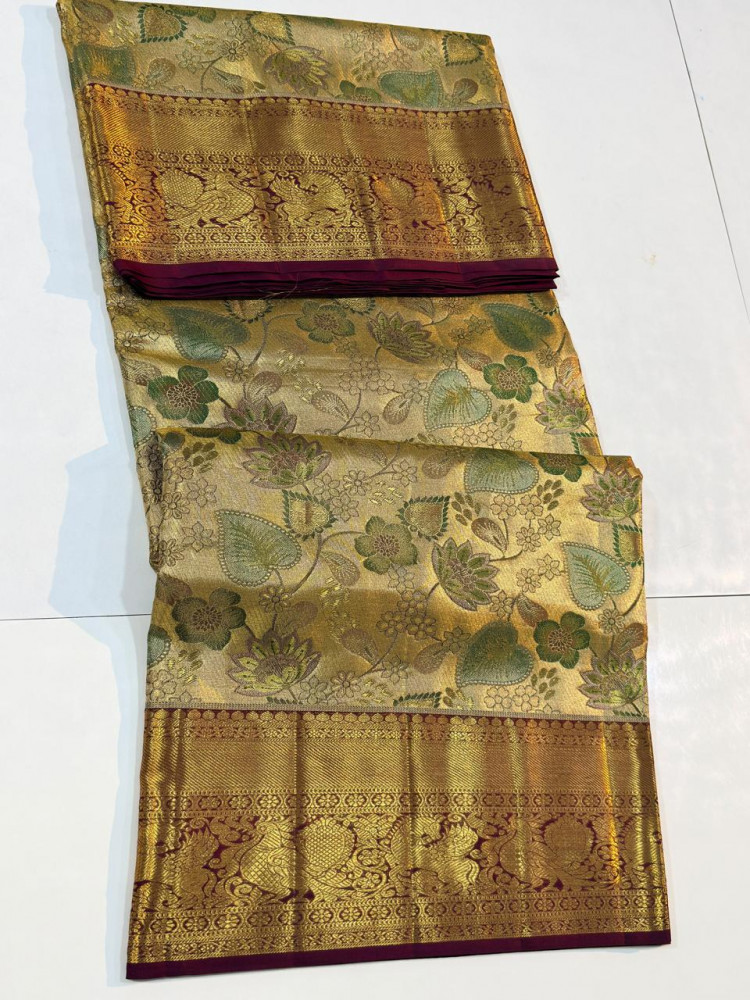 Image of Kanchipuram Pure Tissue Silk Saree