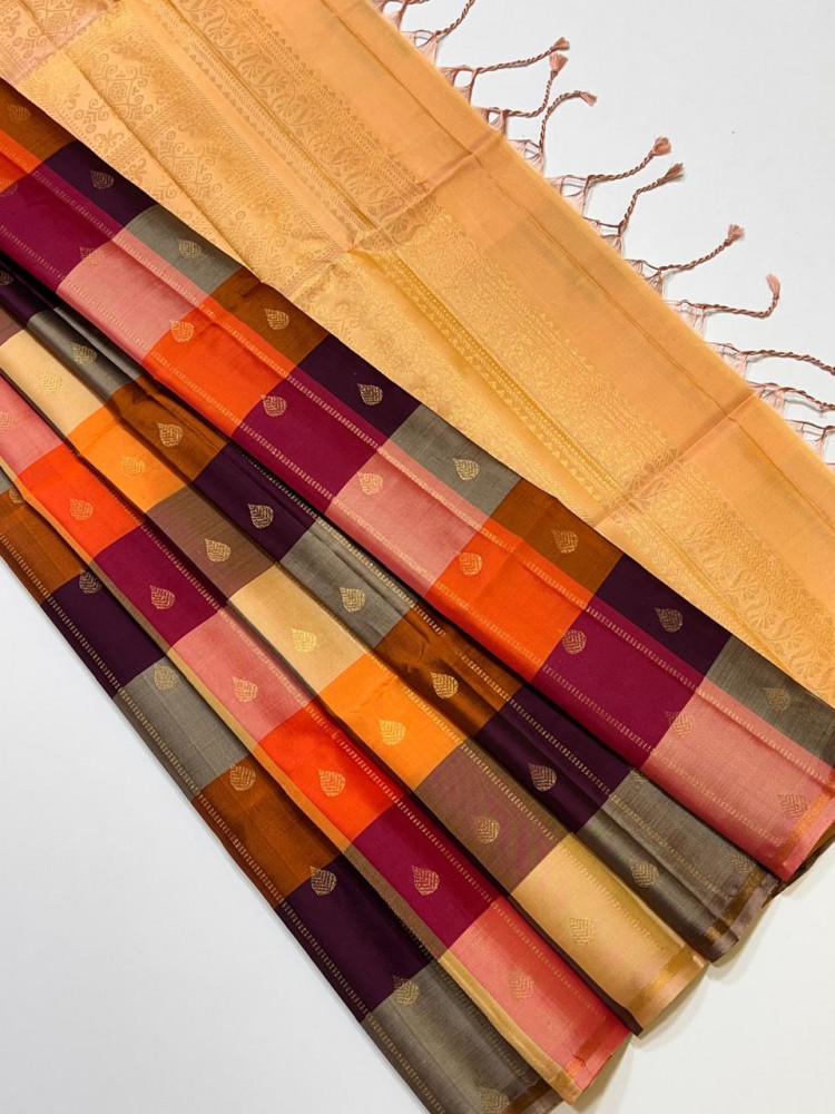 Image of Kanchipuram Pure Silk Checks Saree