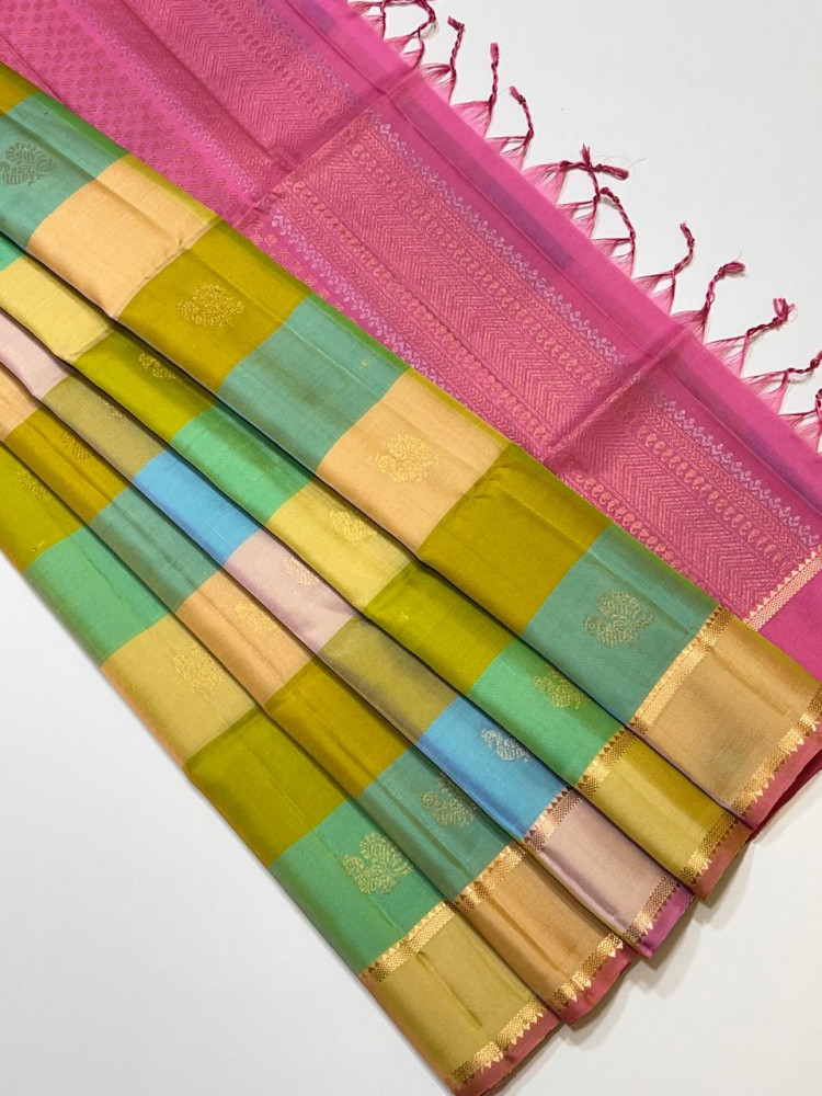Image of Kanchipuram Pure Silk Checks Saree