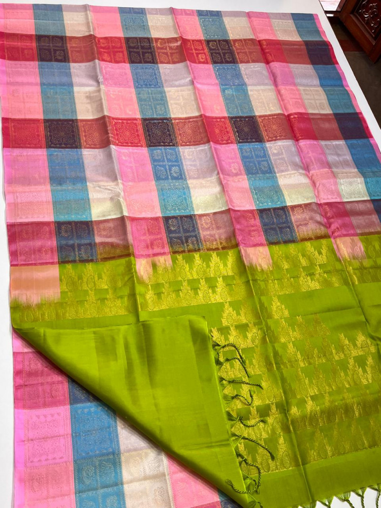 Image of Kanchipuram Pure Silk Checks Saree