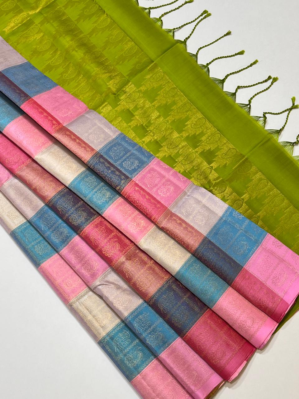 Kanchipuram Pure Silk Checks Saree