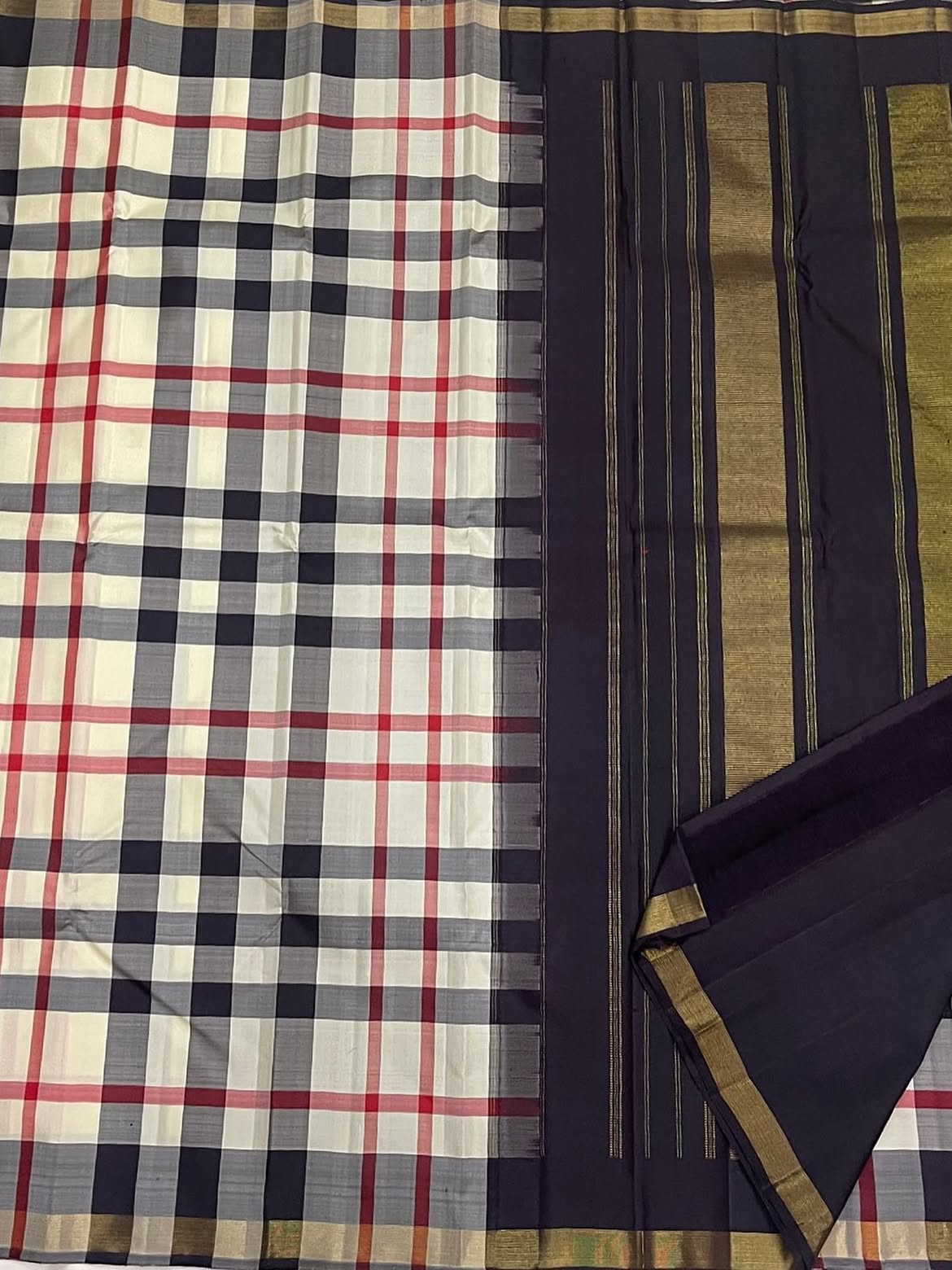 Kanchipuram Pure Silk Checks Saree