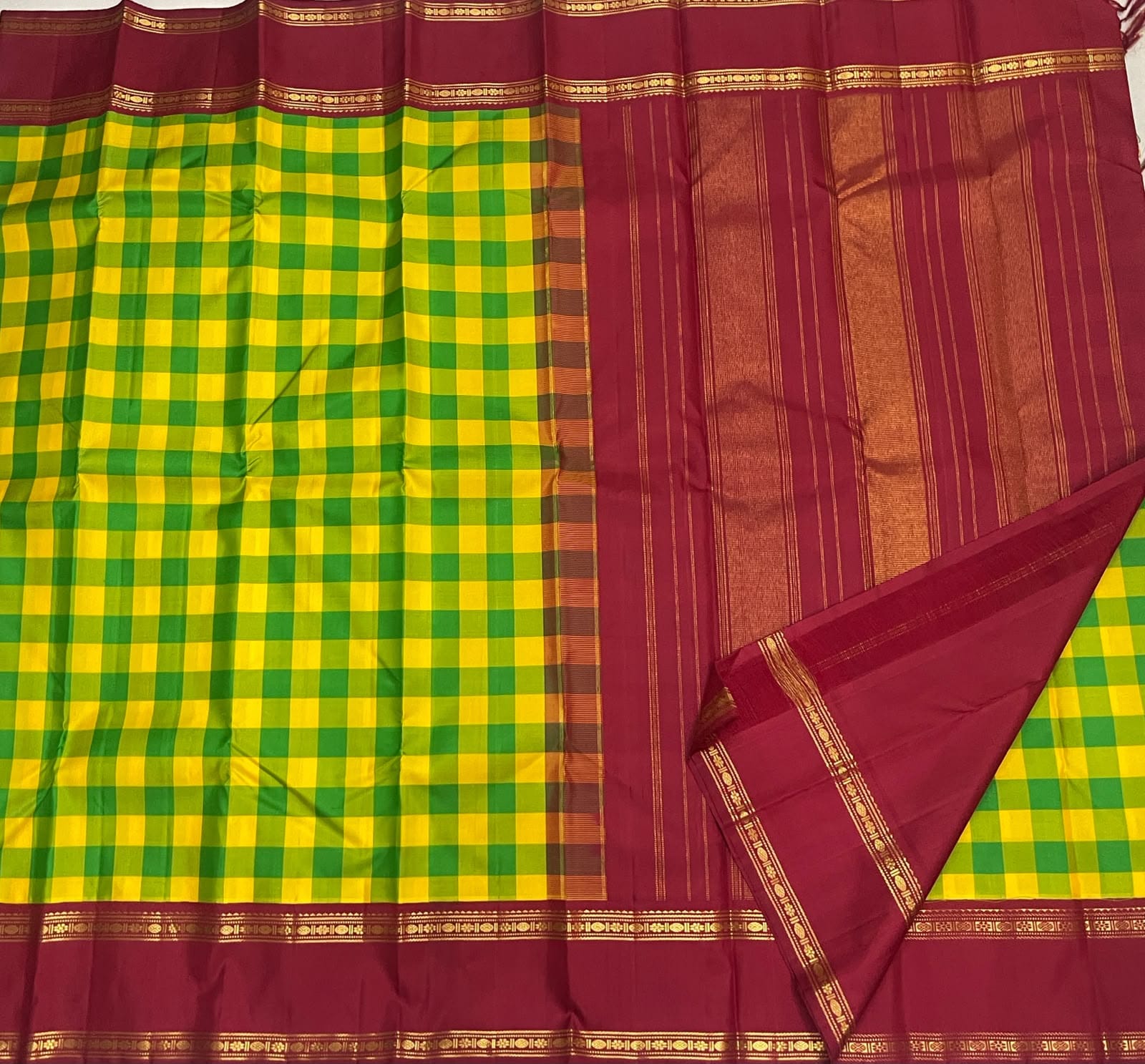 Kanchipuram Pure Silk Checks Saree