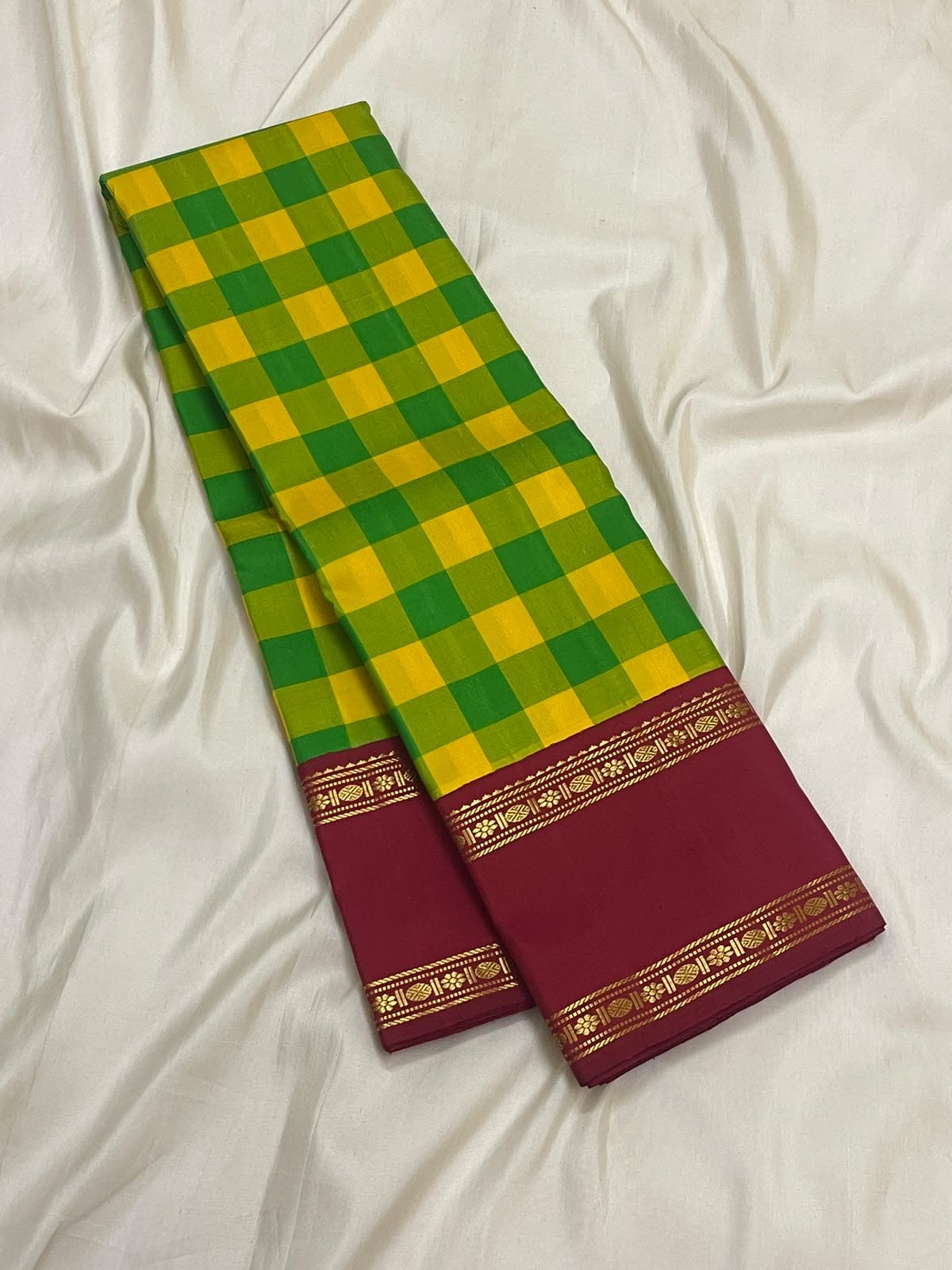 Kanchipuram Pure Silk  Checks Saree