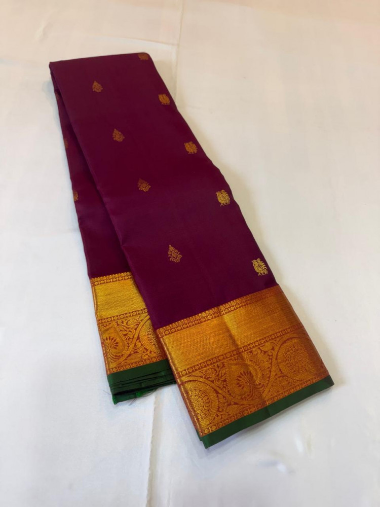 Image of Kanchipuram Pure Silk Without Border Saree