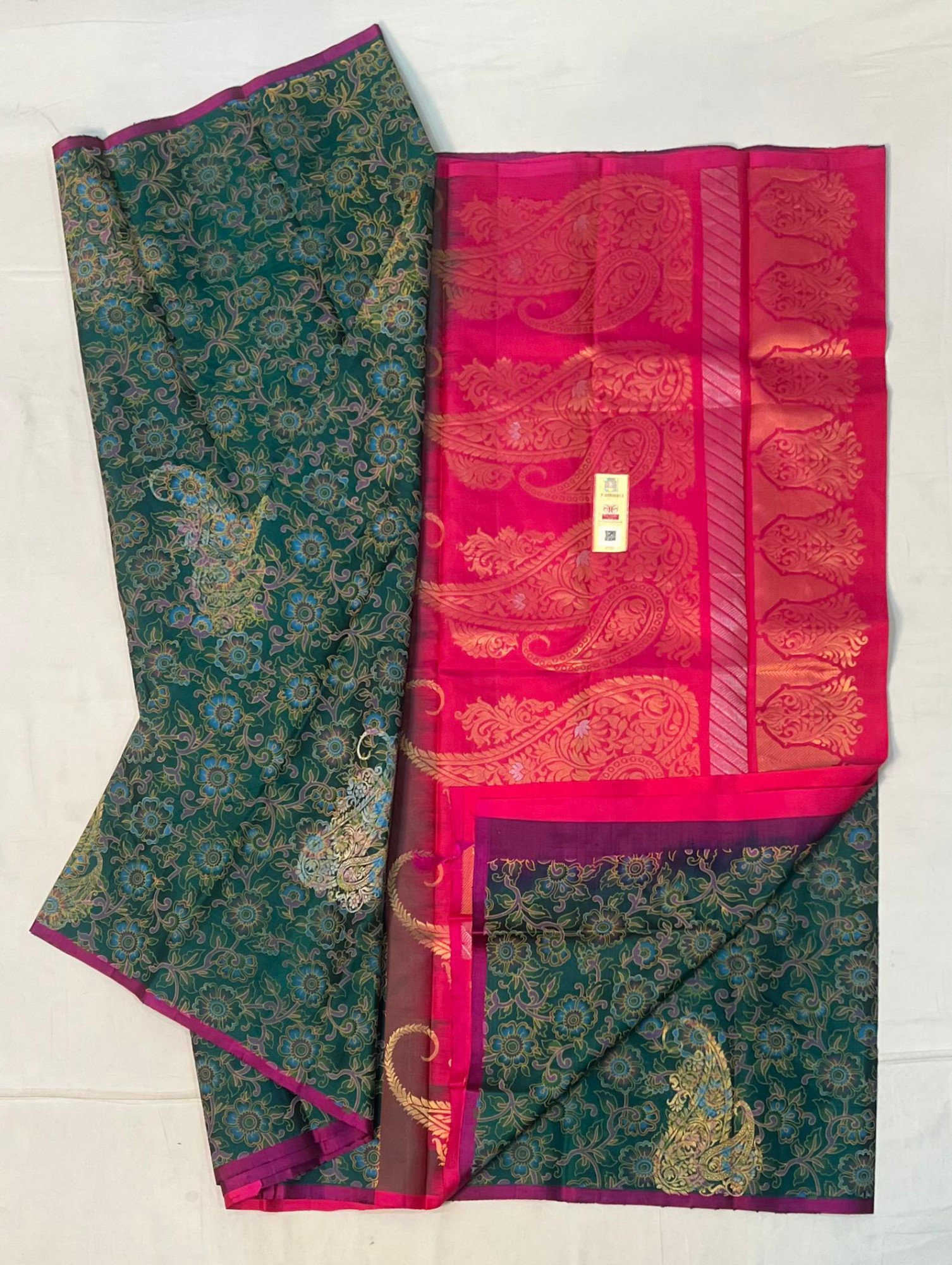 Kalamkari Design Pure Kanchipuram Silk Saree