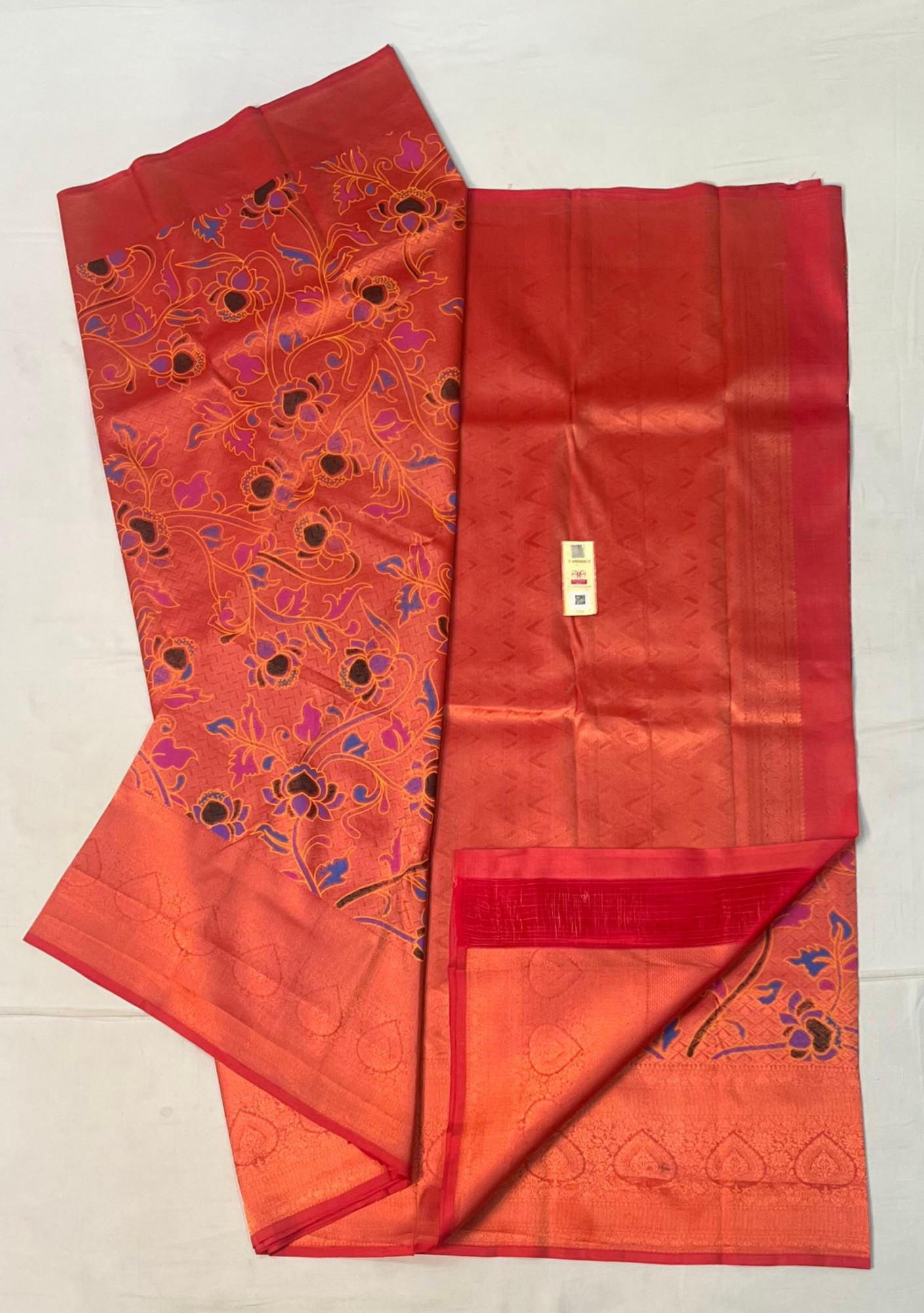 Kalamkari Design Pure Kanchipuram Silk Saree
