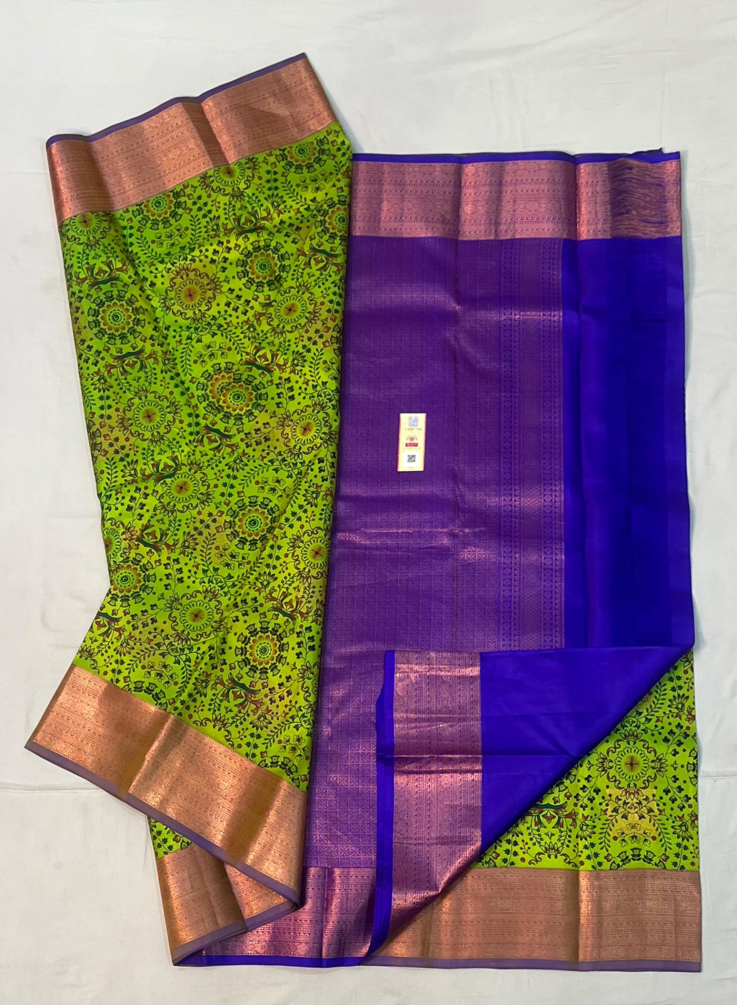 Kalamkari Design Pure Kanchipuram Silk Saree