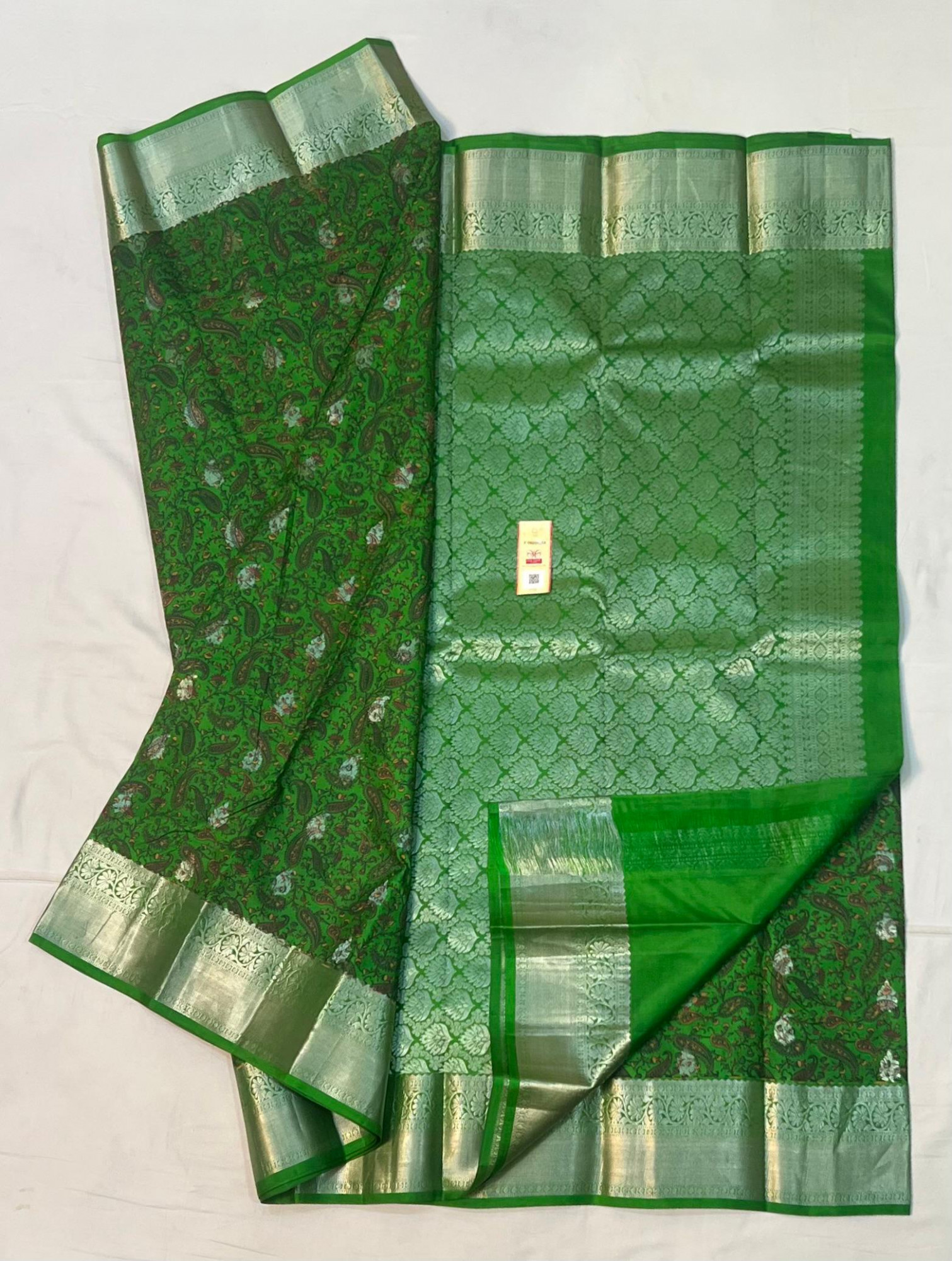 Kalamkari Design Pure Kanchipuram Silk Saree