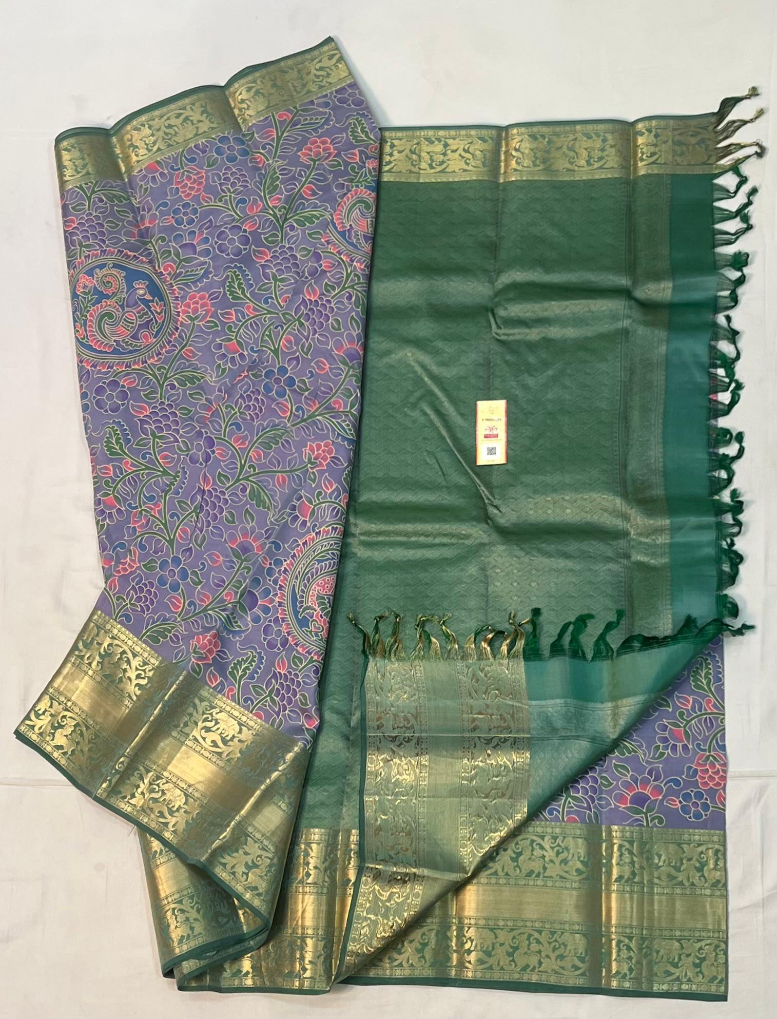 Kalamkari Design Pure Kanchipuram Silk Saree
