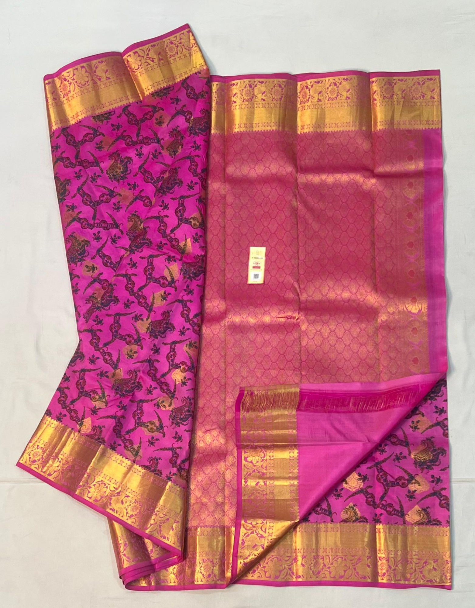 Kalamkari Design Pure Kanchipuram Silk Saree