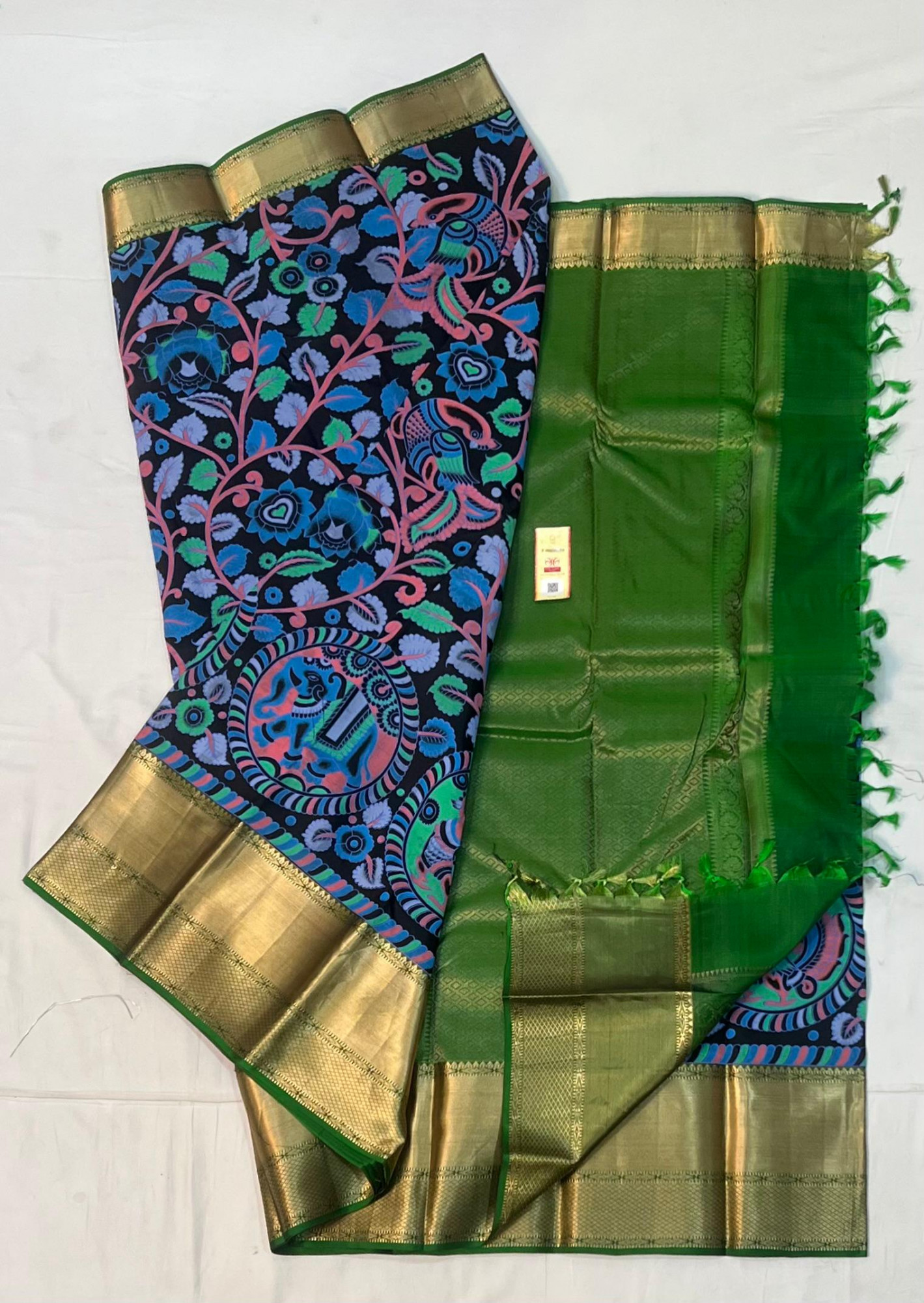 Kalamkari Design Pure Kanchipuram Silk Saree